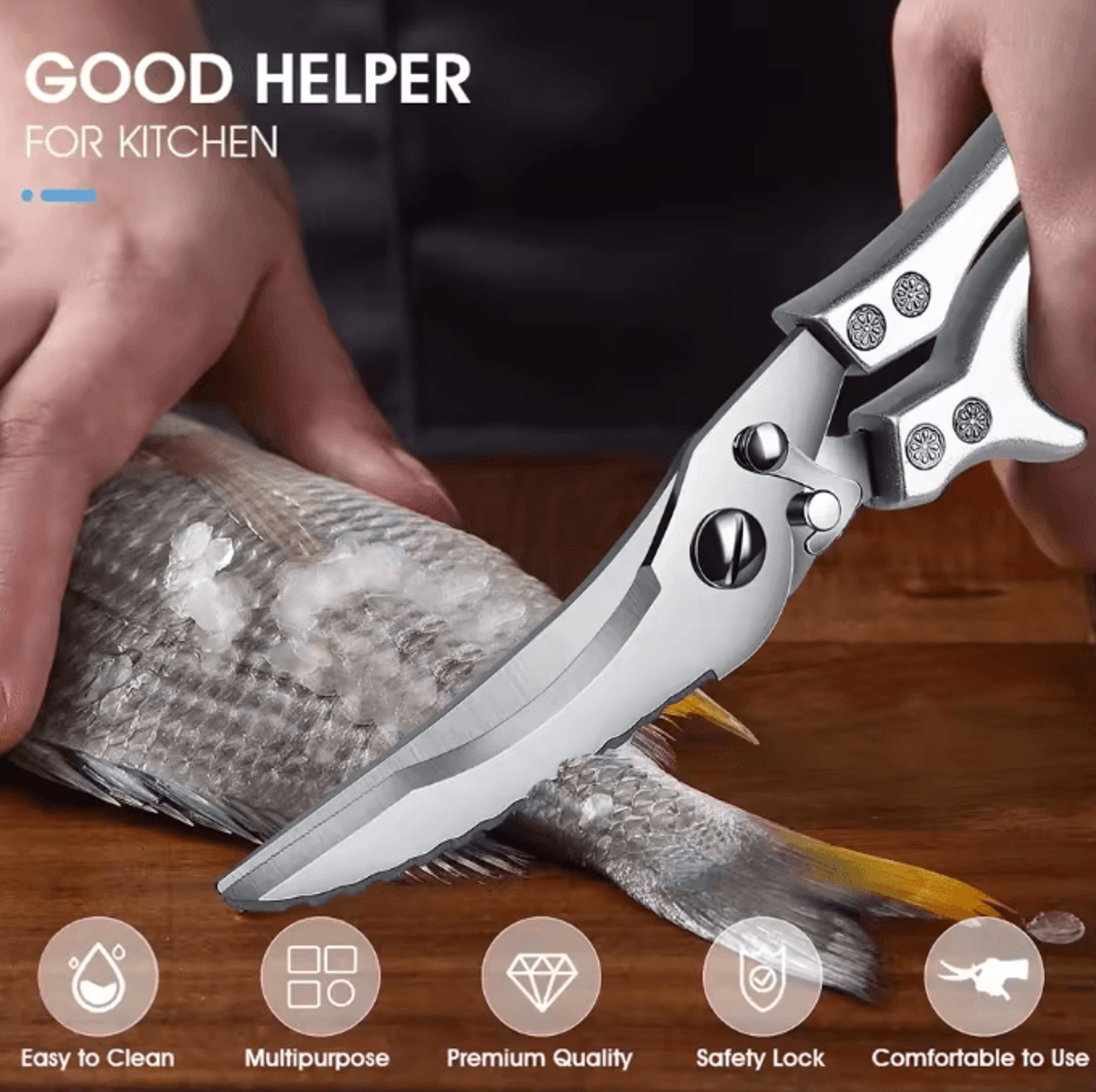 professional stainless steel kitchen scissors – heavy duty chicken bone shears & multifunction food cutter