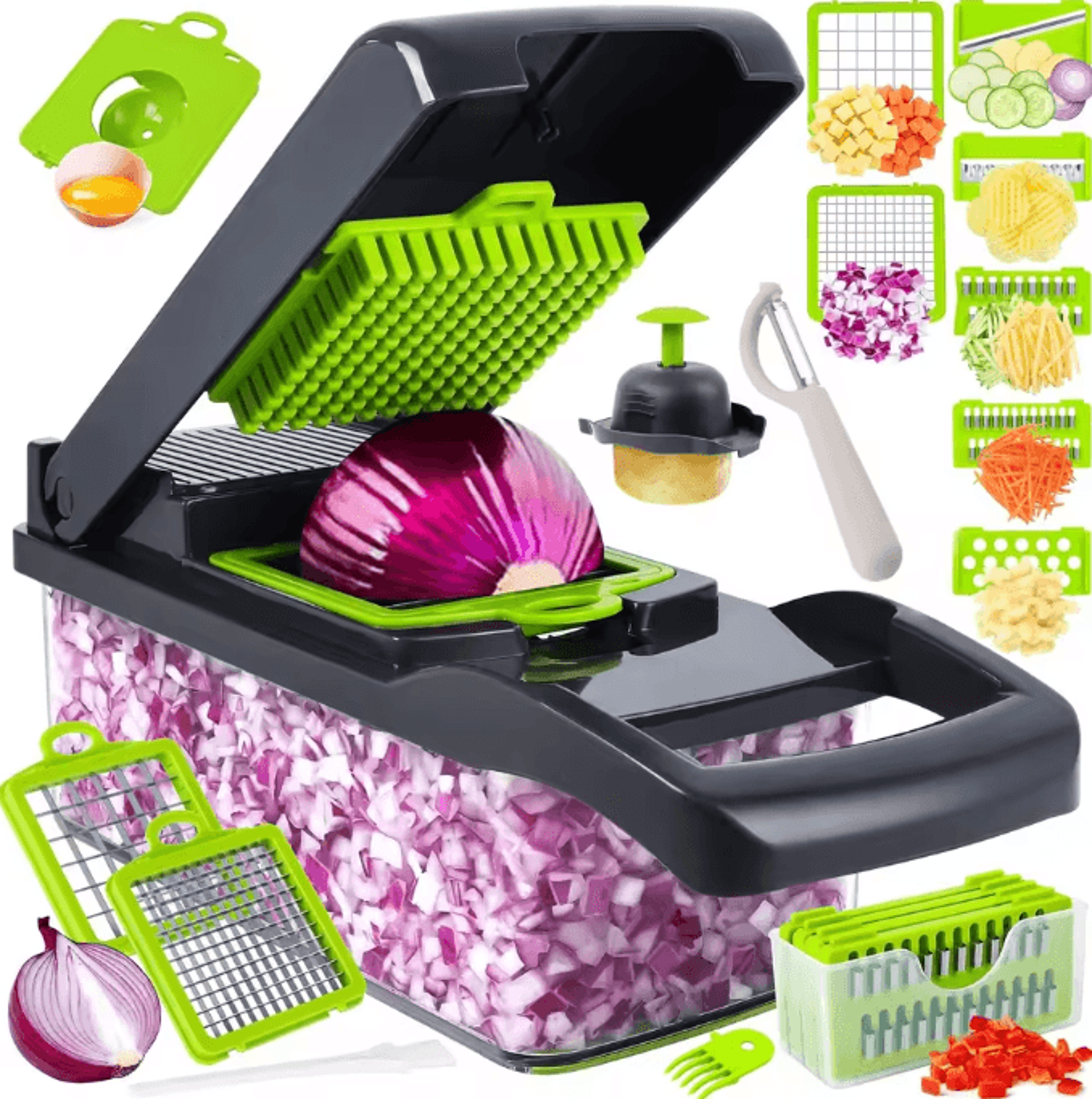 16-in-1 multifunction vegetable slicer & chopper set – mandoline cutter with cleaver blade
