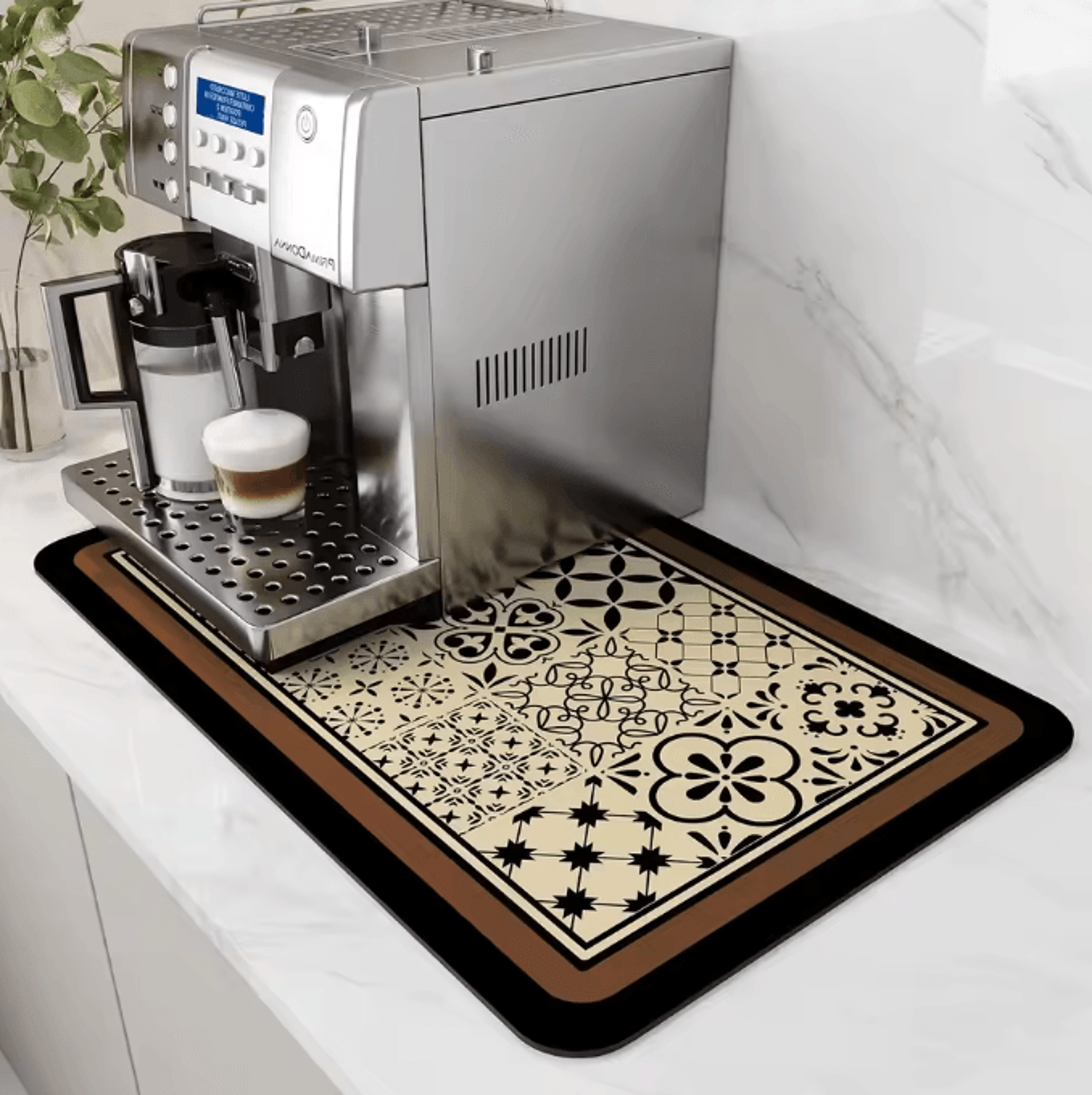 premium absorbent dish drying mat with waterproof rubber backing for kitchen & coffee bar