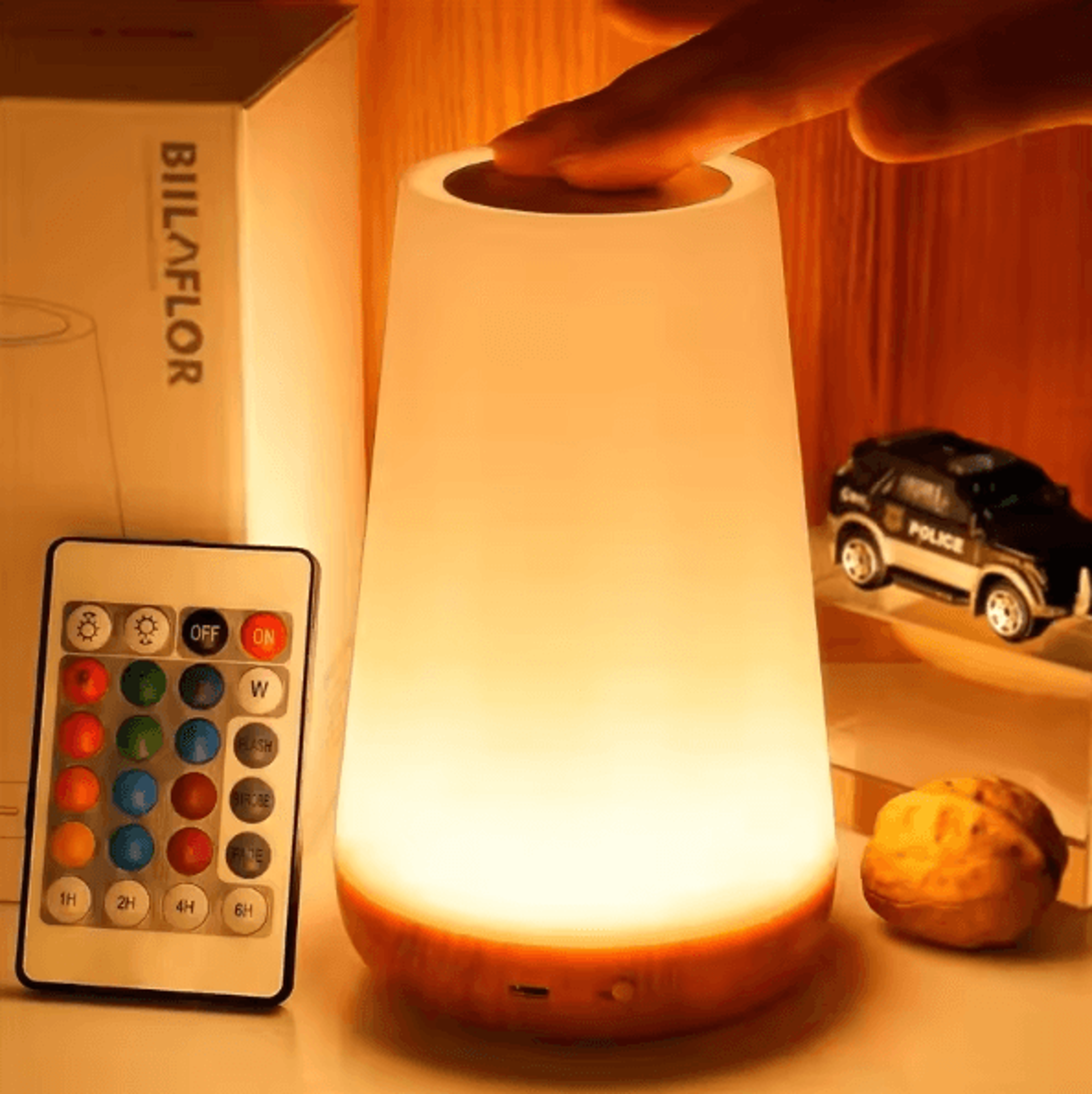13-color rgb touch night light with remote control – dimmable rechargeable bedside lamp