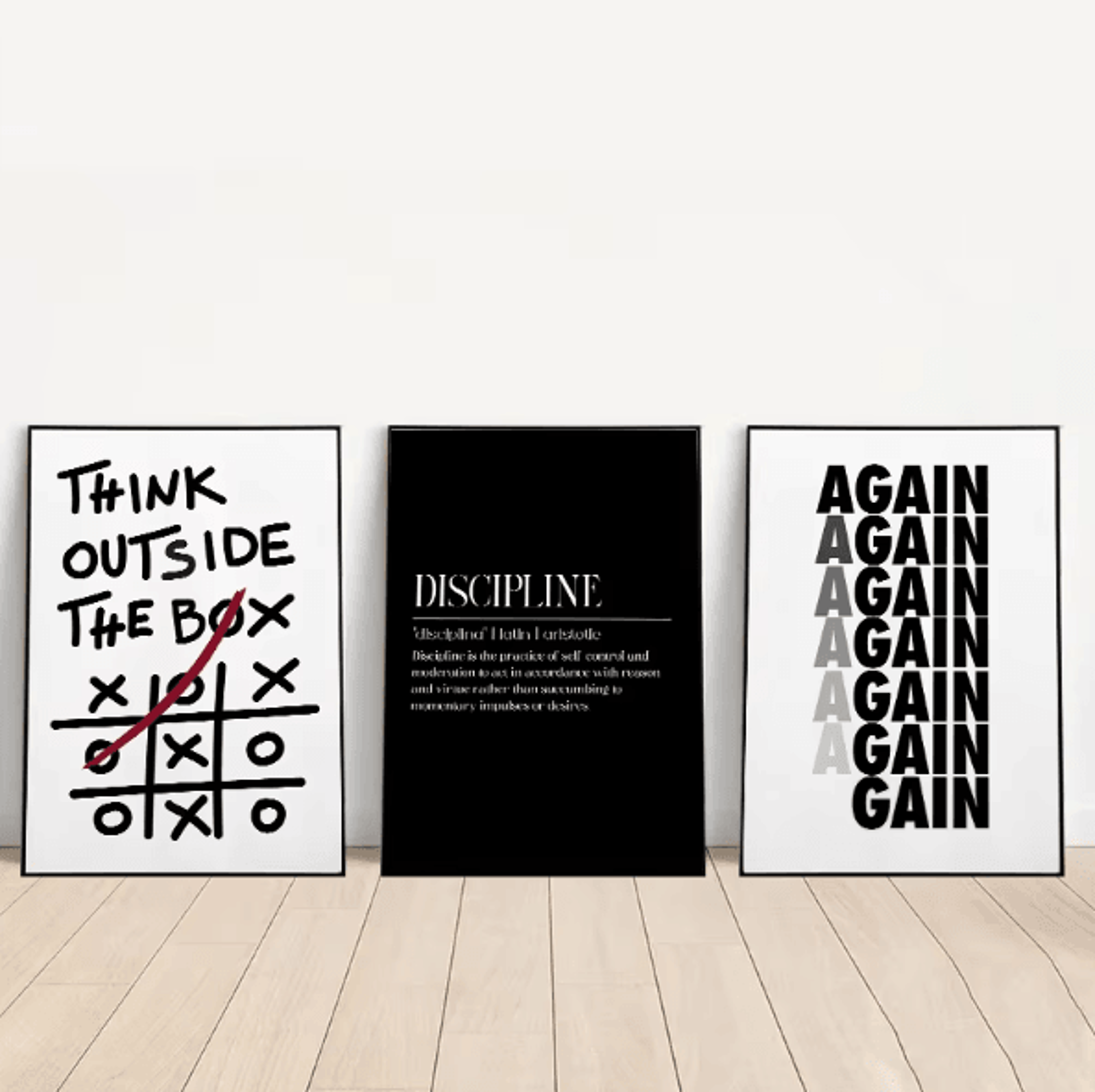 motivational discipline quotes canvas wall art – modern inspirational poster for home & office decor
