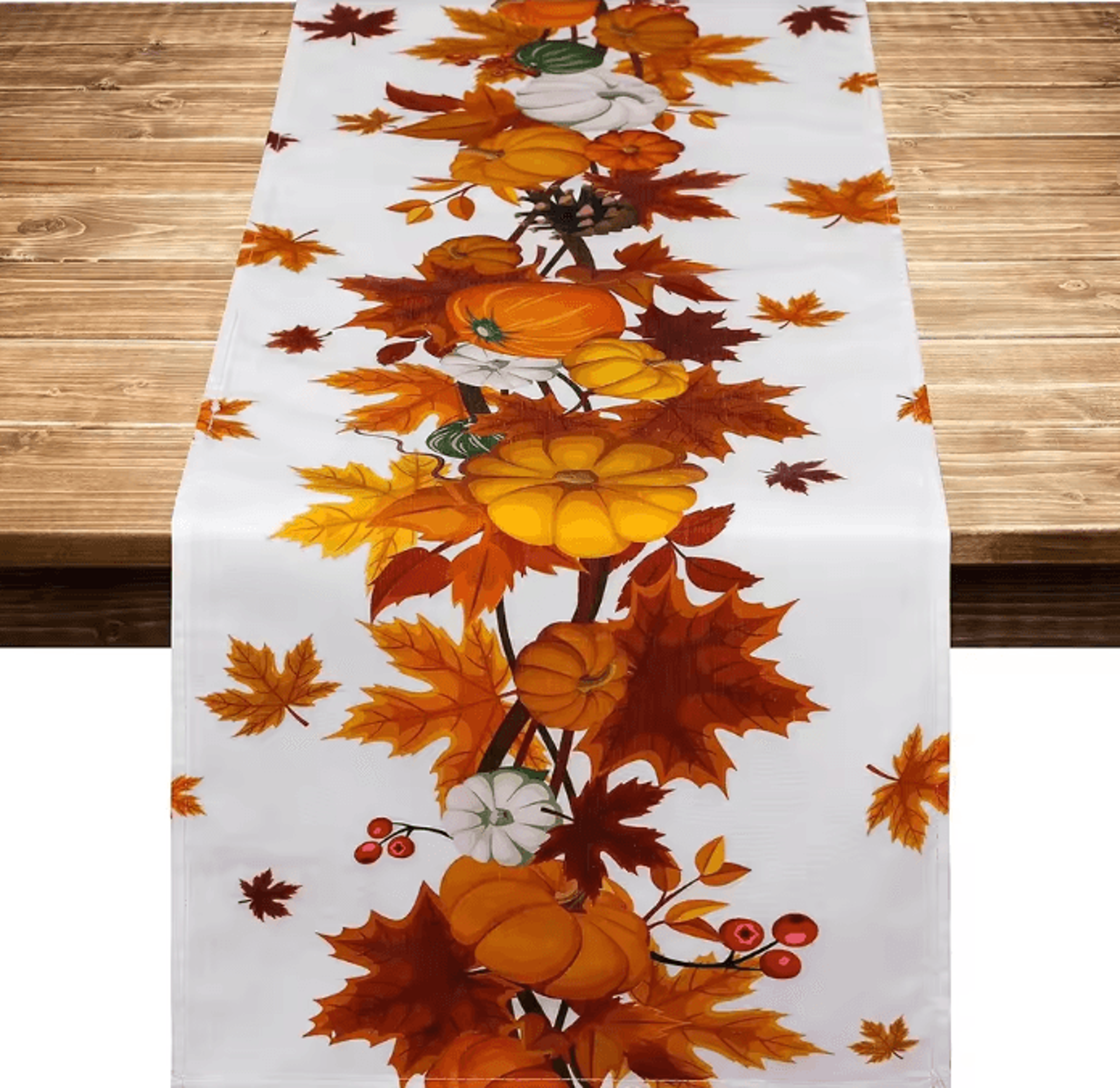 thanksgiving pumpkin maple leaf table runner – autumn harvest linen decor for dining & kitchen