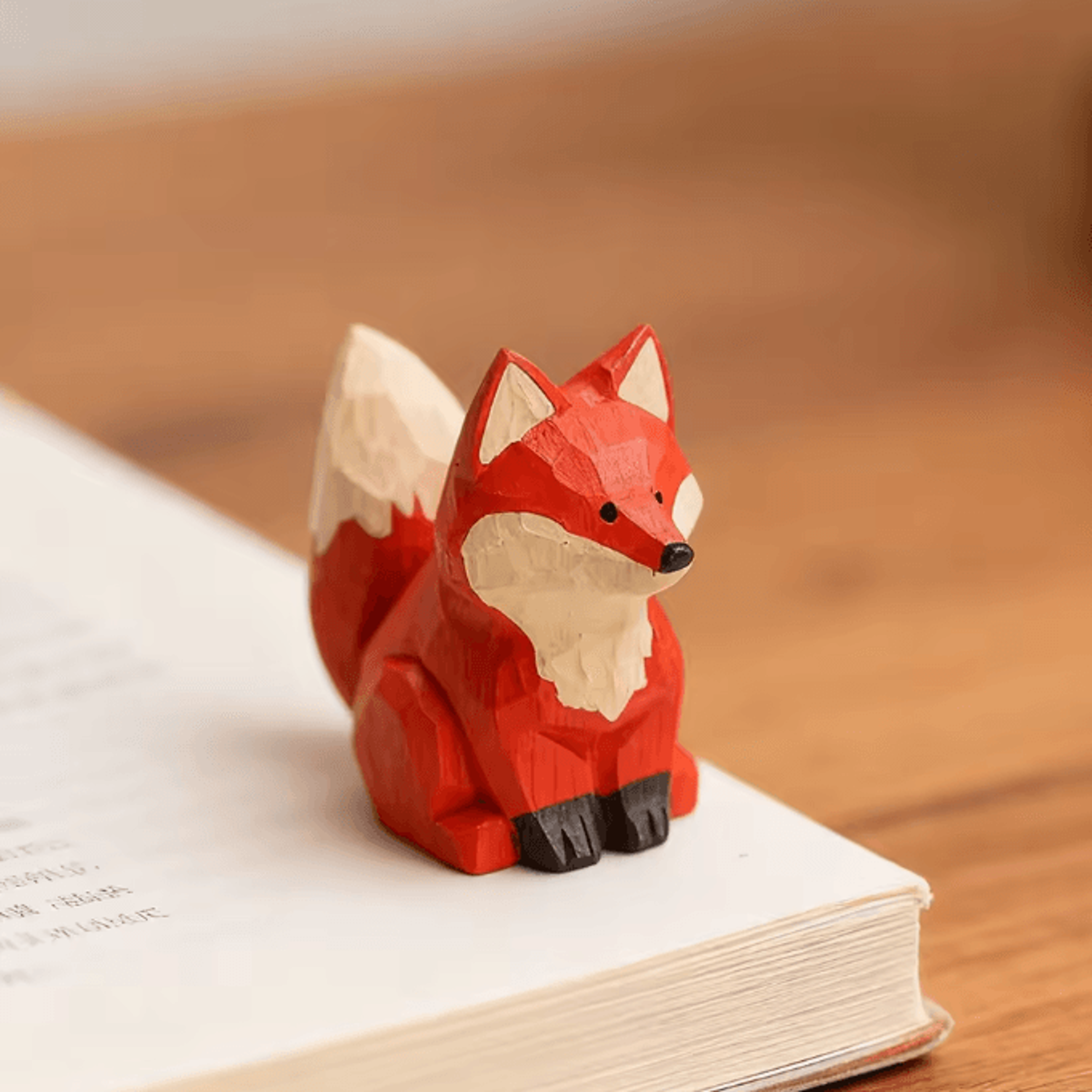 handcrafted wooden fox figurine – vintage mini fox sculpture for home & office decor