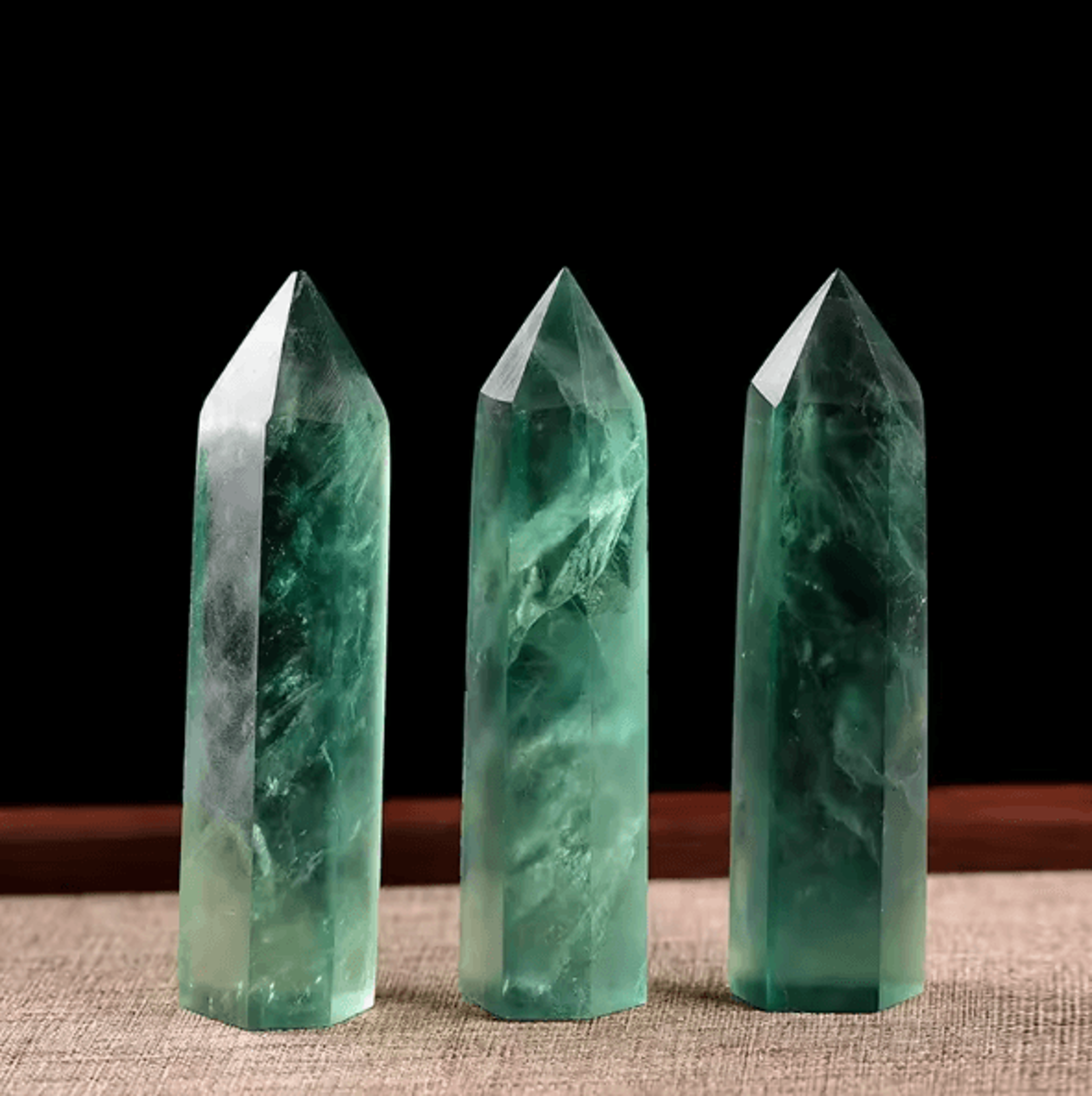natural green fluorite crystal wand – polished obelisk healing stone & room decor