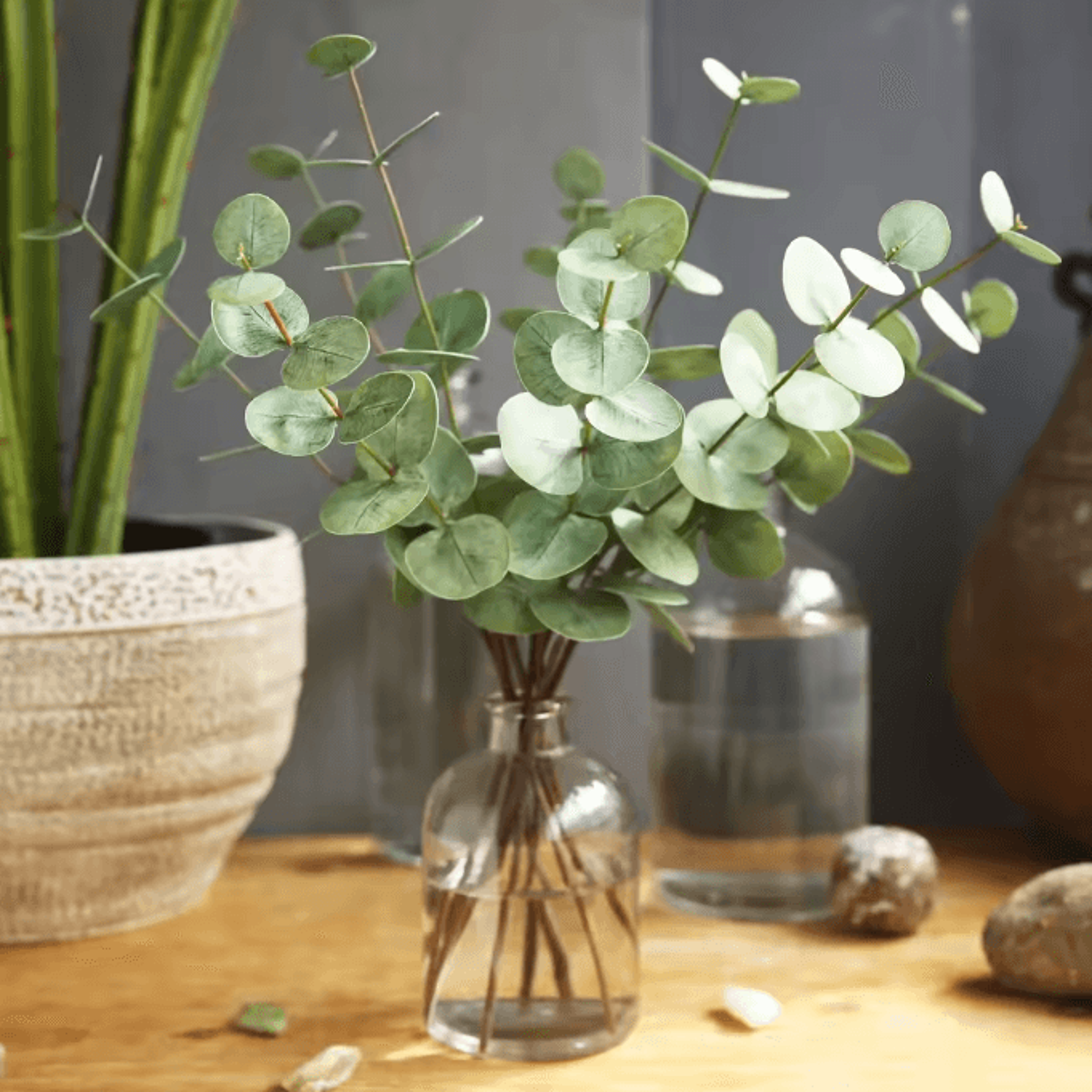 10pcs real touch artificial eucalyptus leaves – lifelike greenery for wedding & home decor