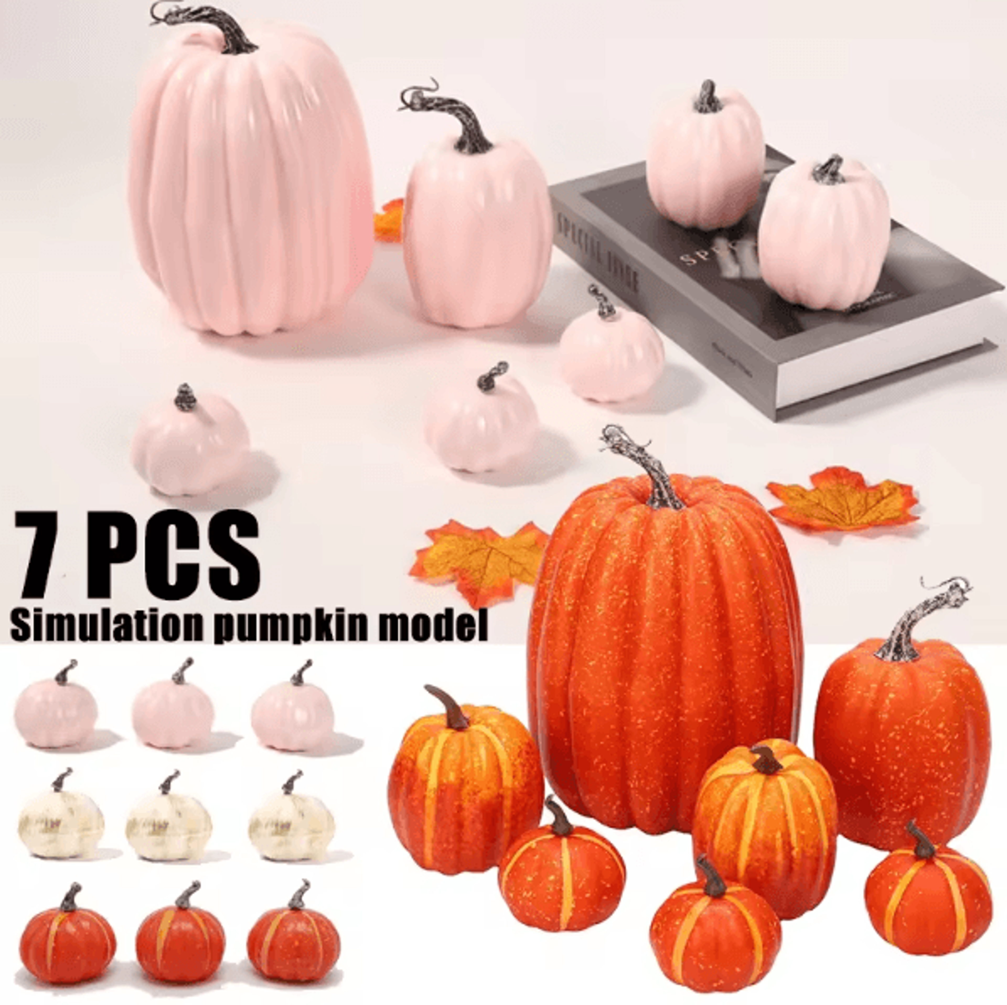 harvestglow 7pcs artificial pumpkin set halloween & autumn decor