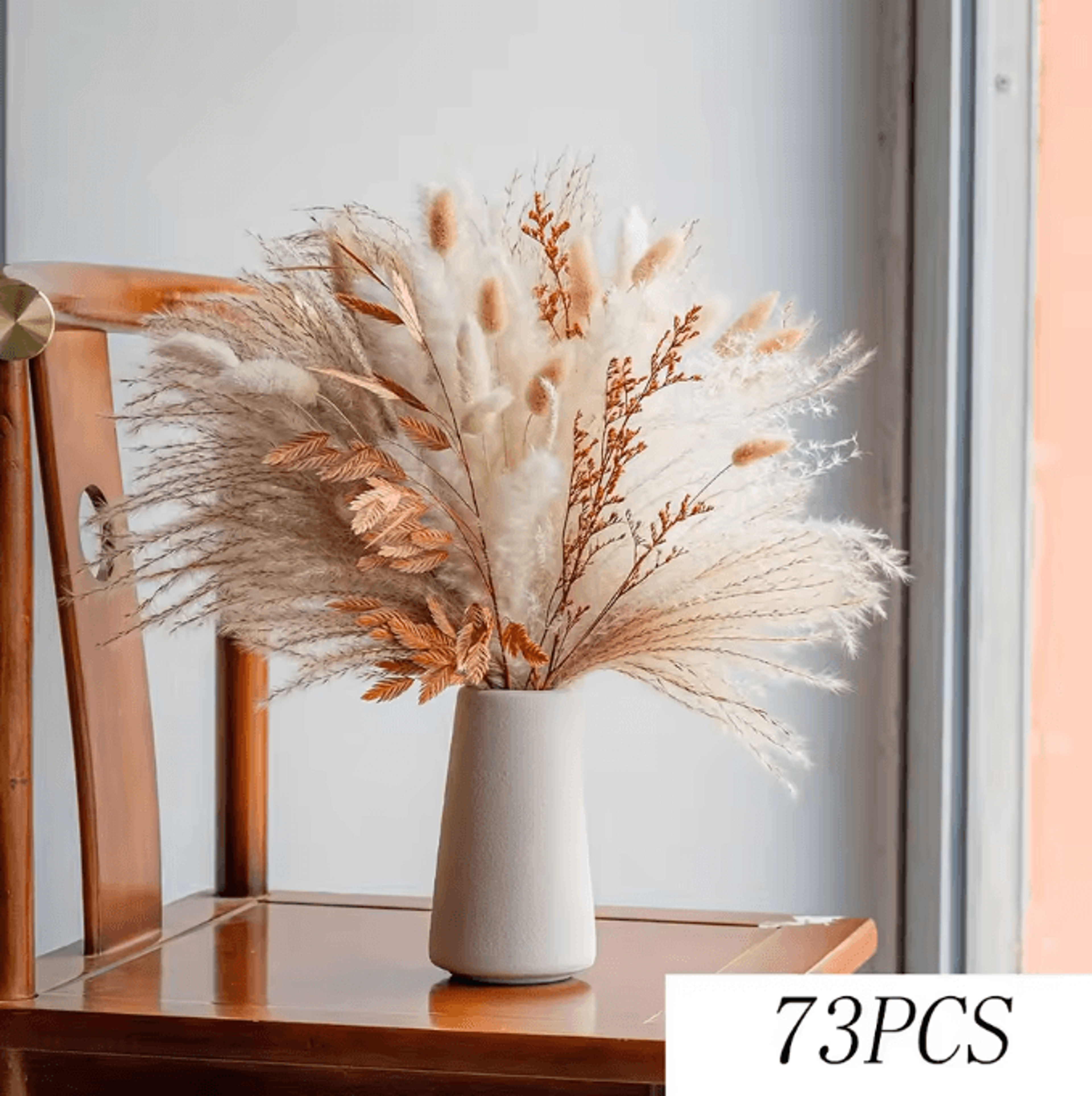 vikama 40pcs preserved eucalyptus pampas bouquet boho dried flower decor for home & weddings