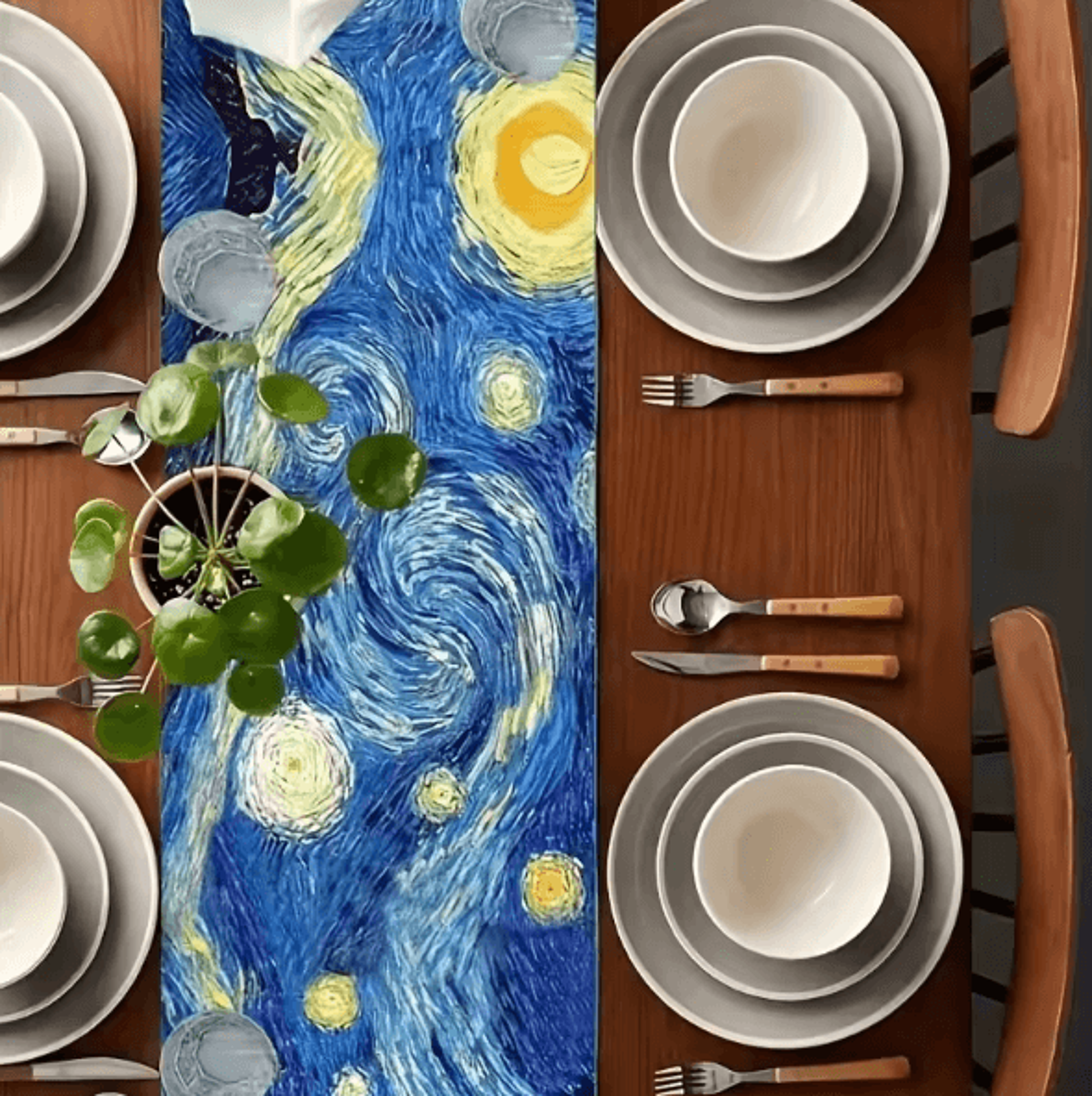vikaart van gogh starry night table flag artistic dining table decor