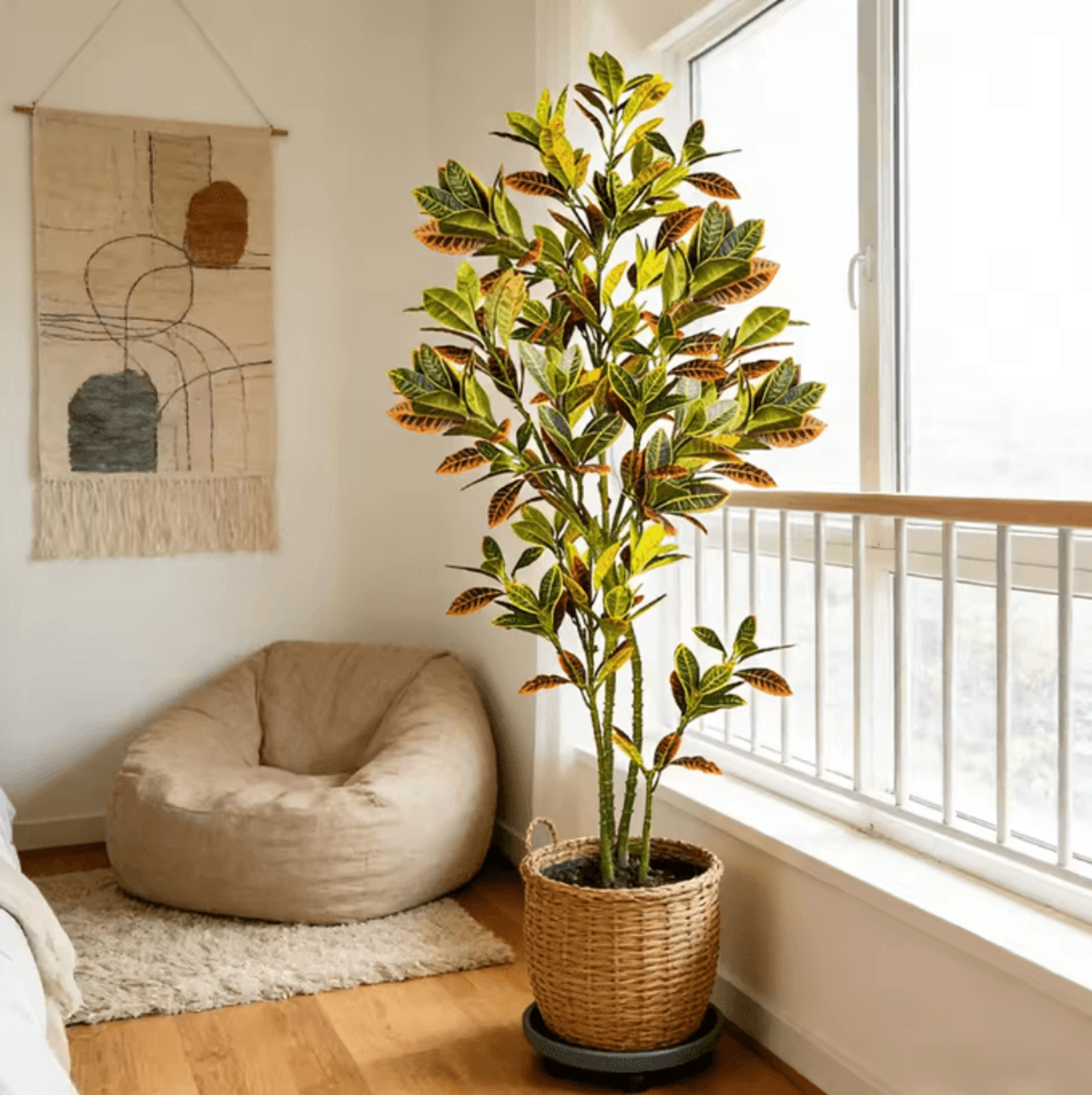 large artificial banyan tree ficus plant – realistic tropical indoor decor