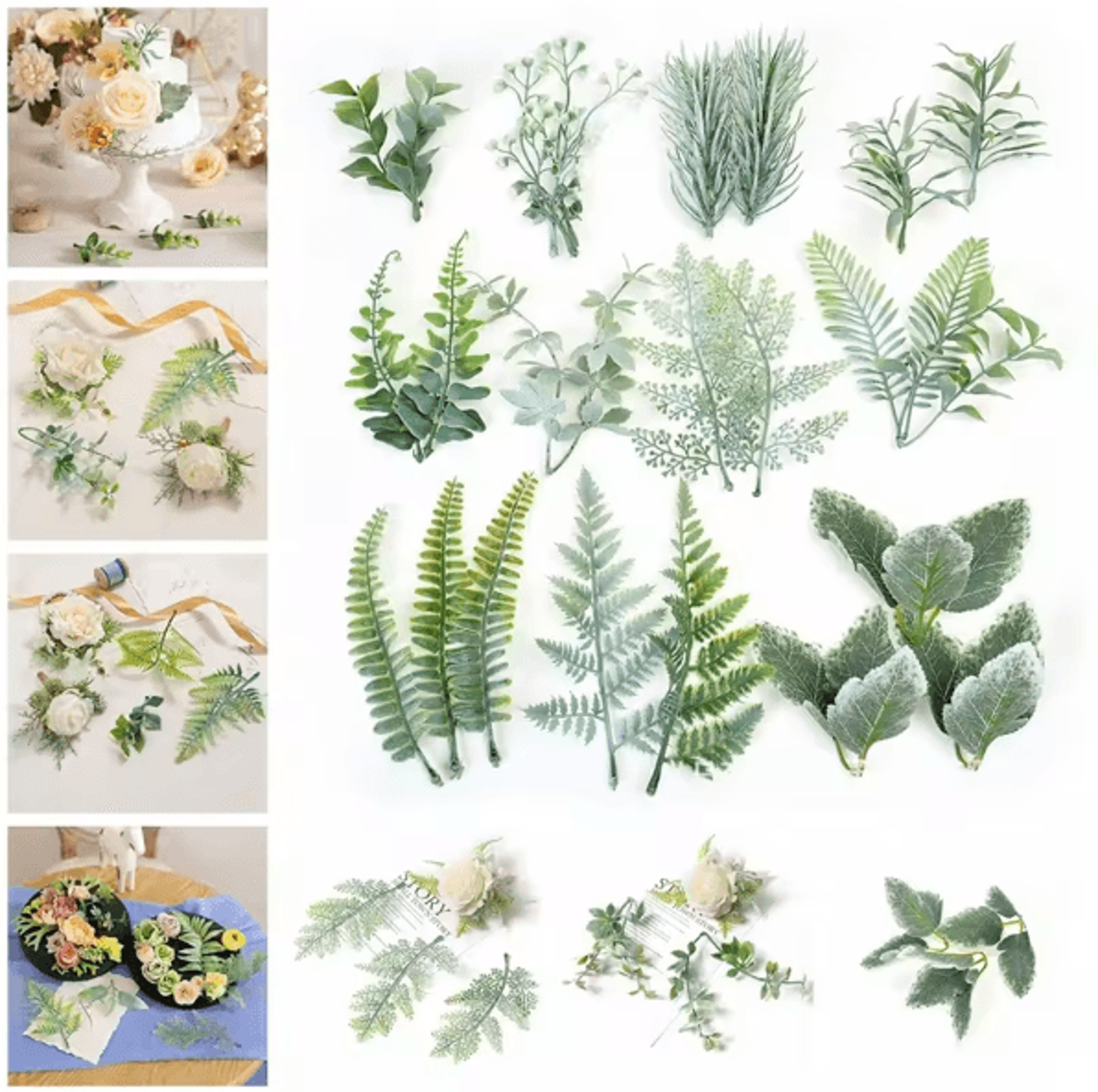 10pcs artificial greenery leaves set – diy floral craft & wedding decor accents