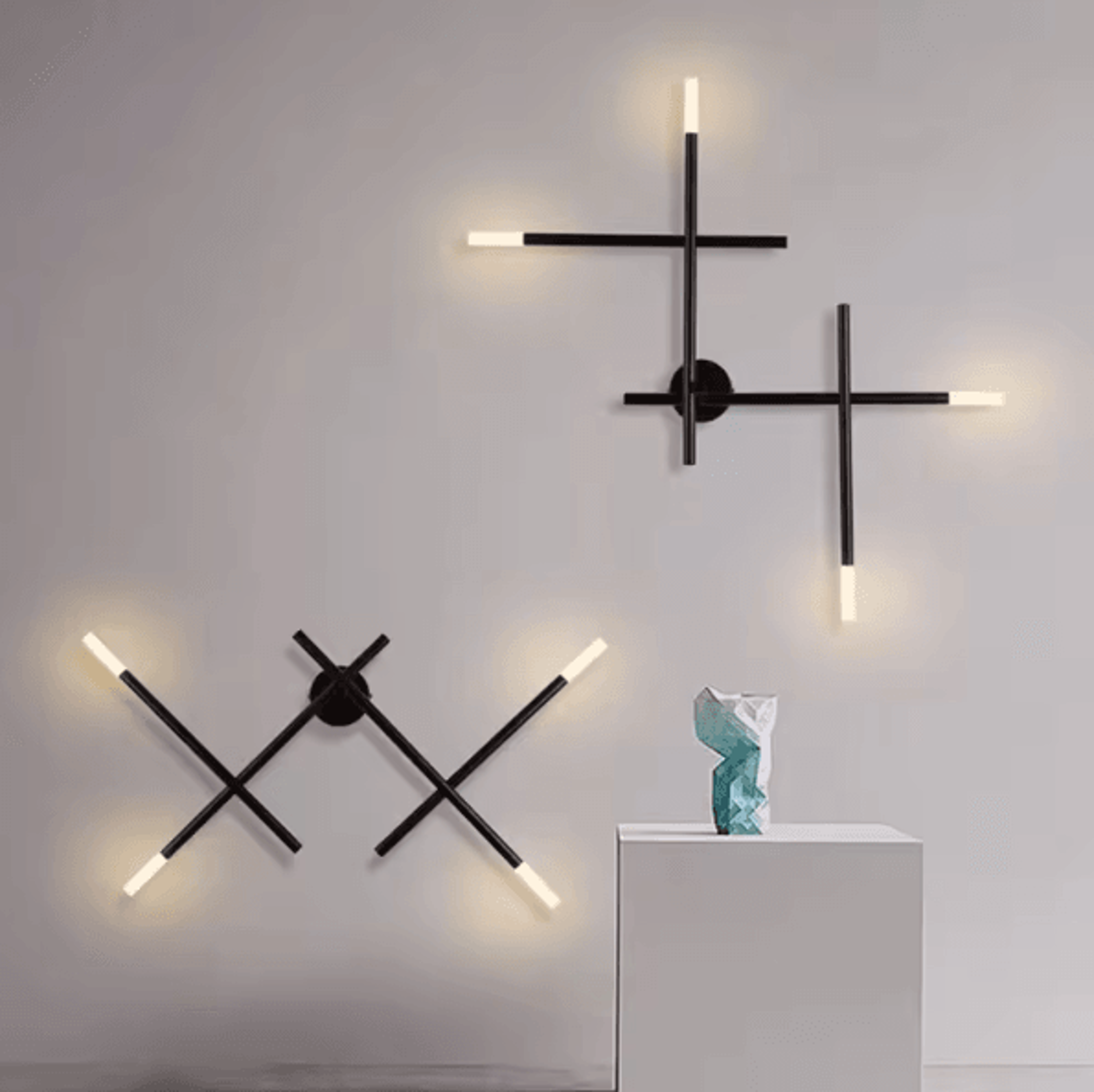 nordic cross line led wall lamp – minimalist modern sconce light for living room & bedroom
