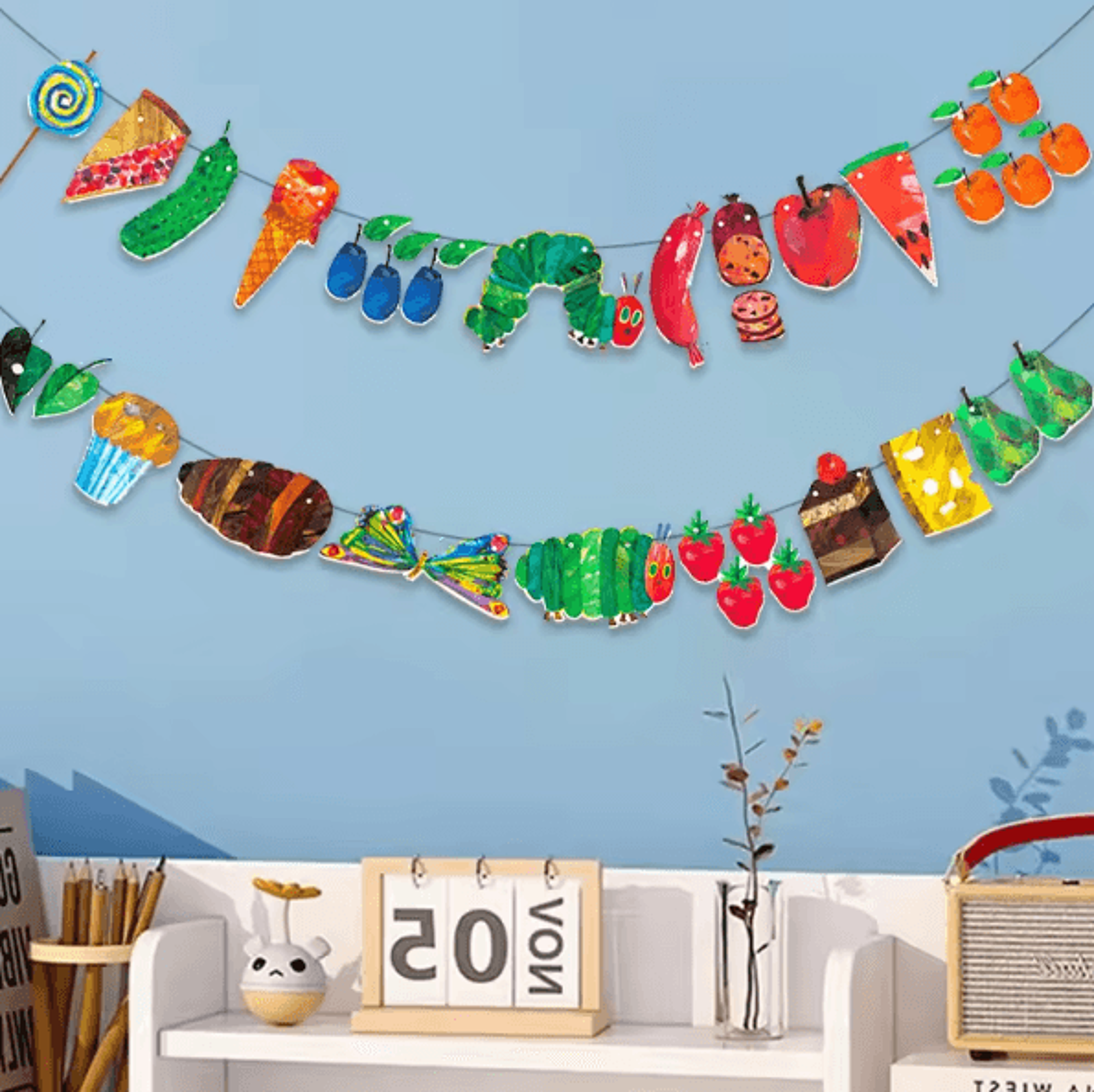 colorful very hungry caterpillar classroom decoration banner for kids learning spaces