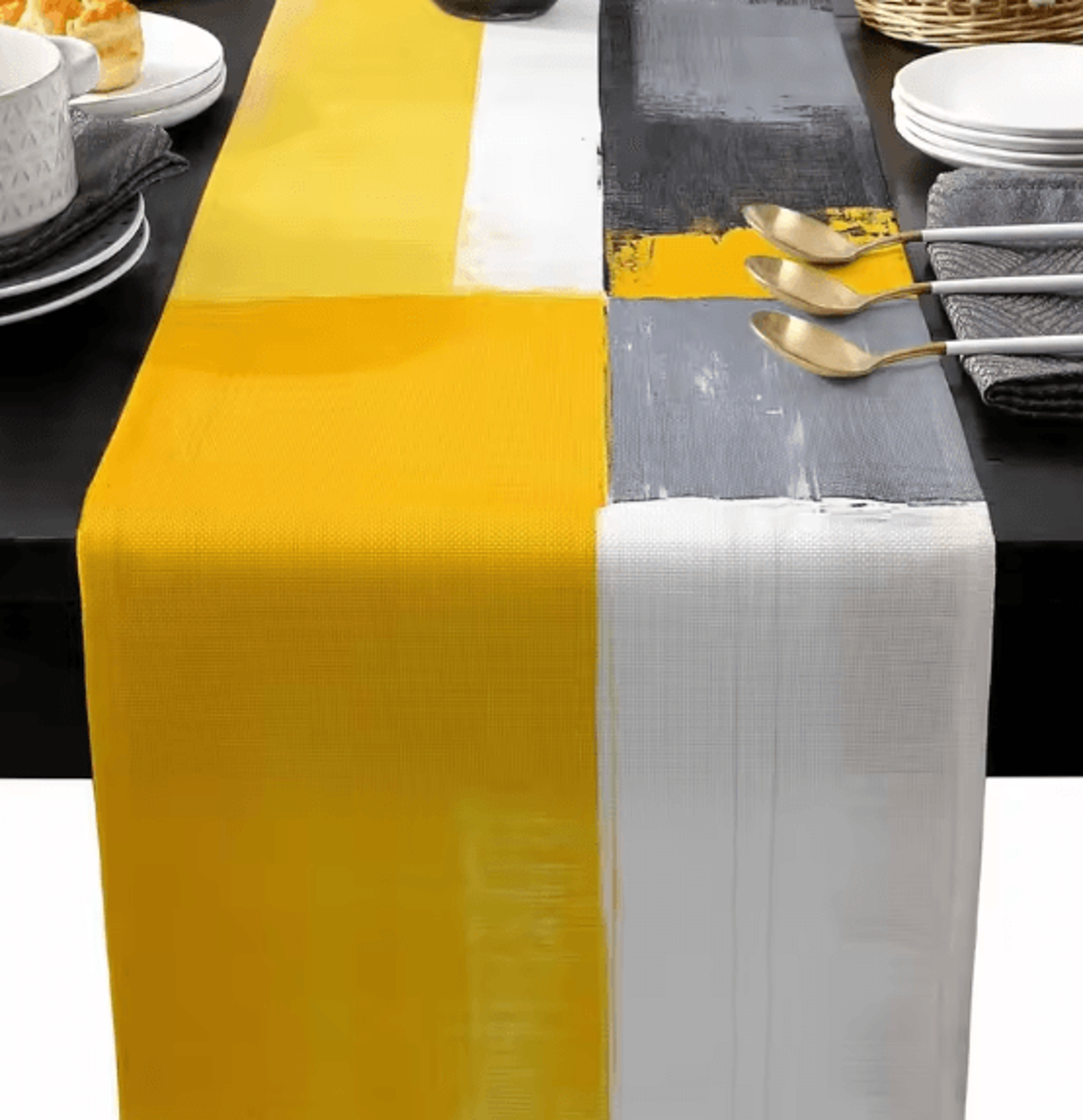 abstract geometric linen table runner for dining table and modern home decor