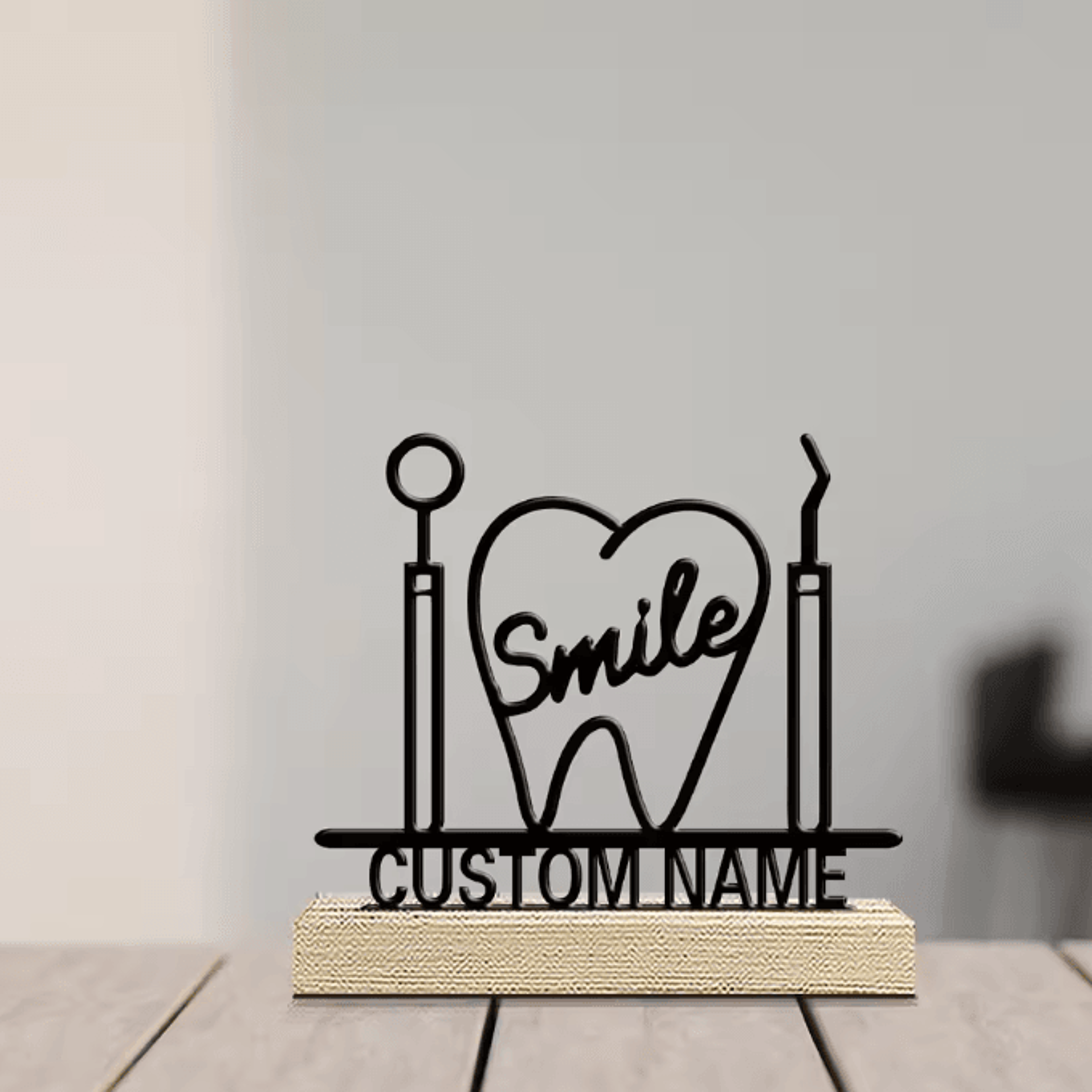 fun personalized dentist metal statue for office desk and clinic decoration