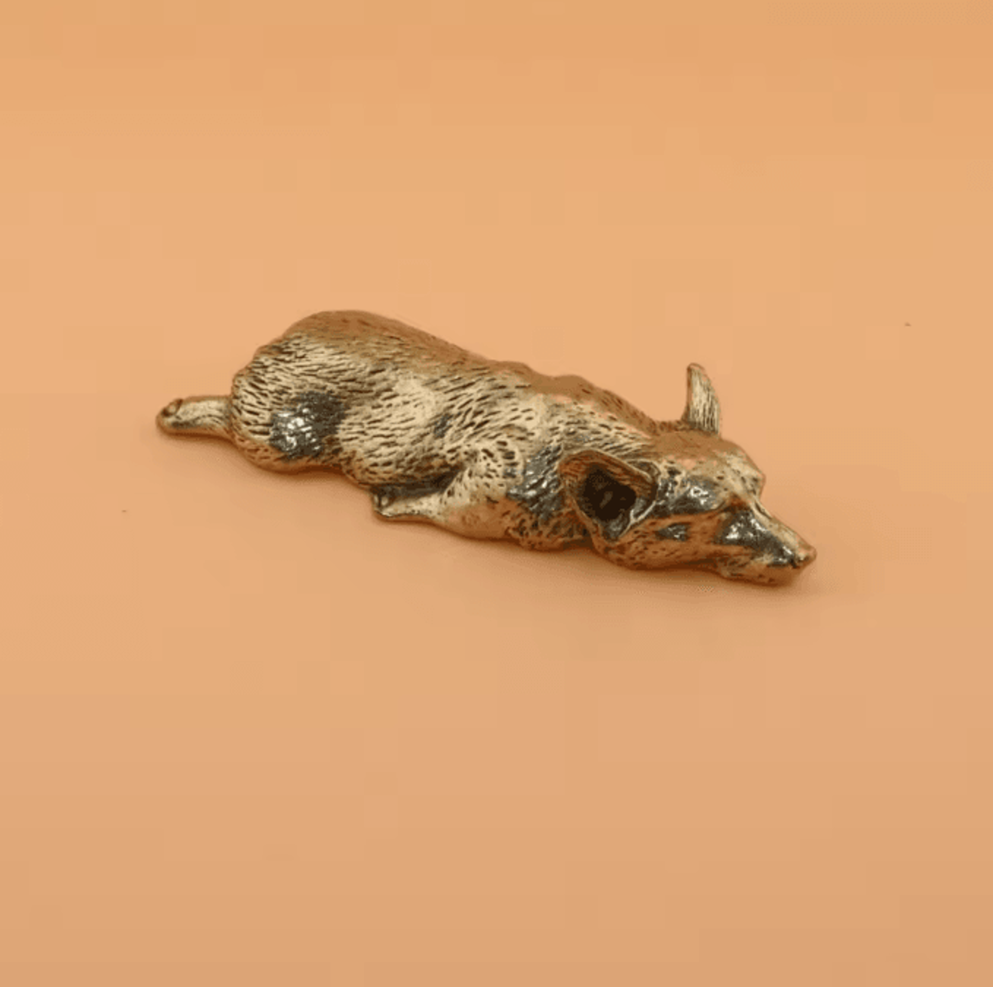 pure brass welsh corgi puppy figurine for desktop decor tea pets and collectible display