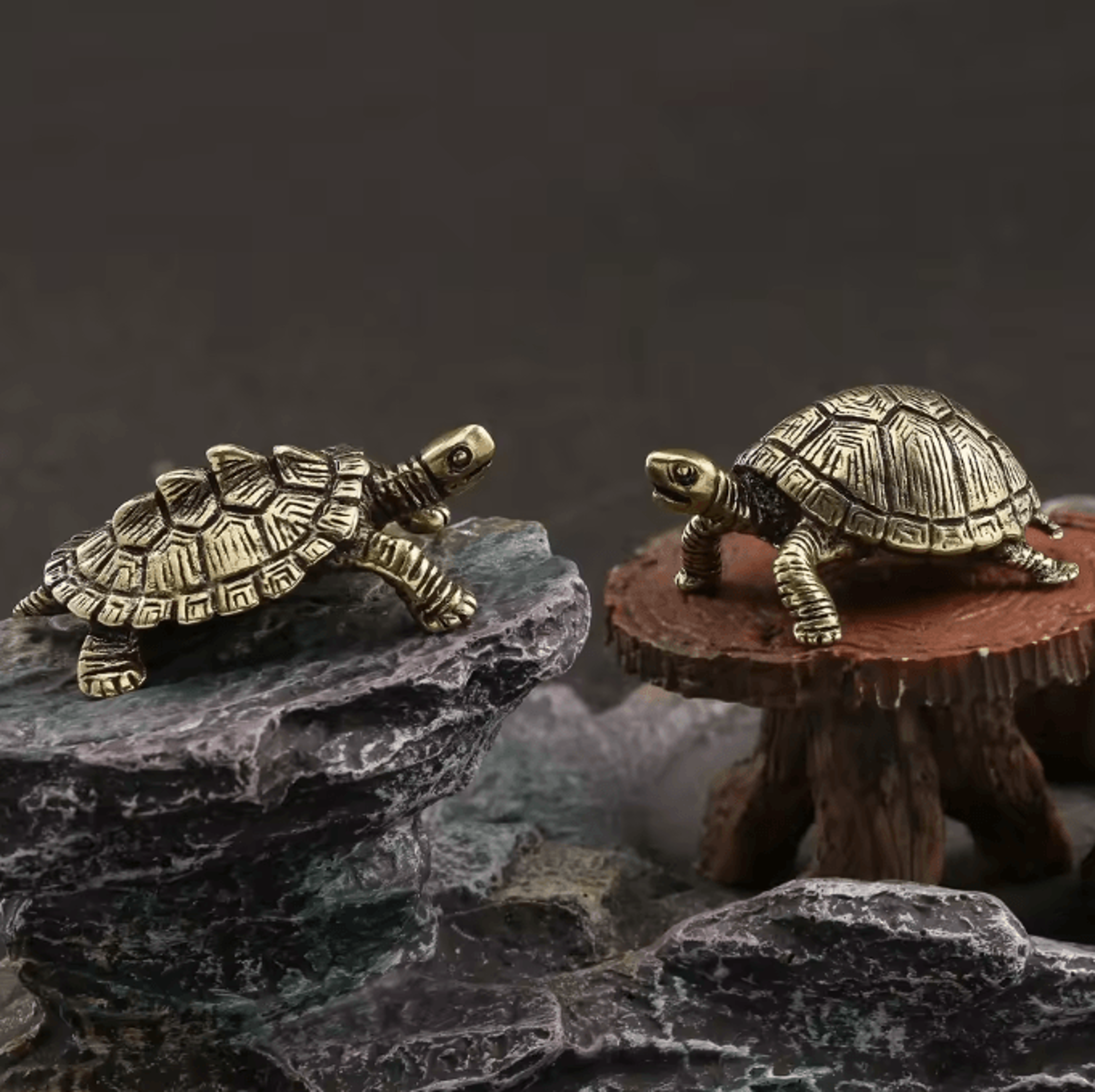 antique brass turtle ornament for wealth longevity and desktop decor