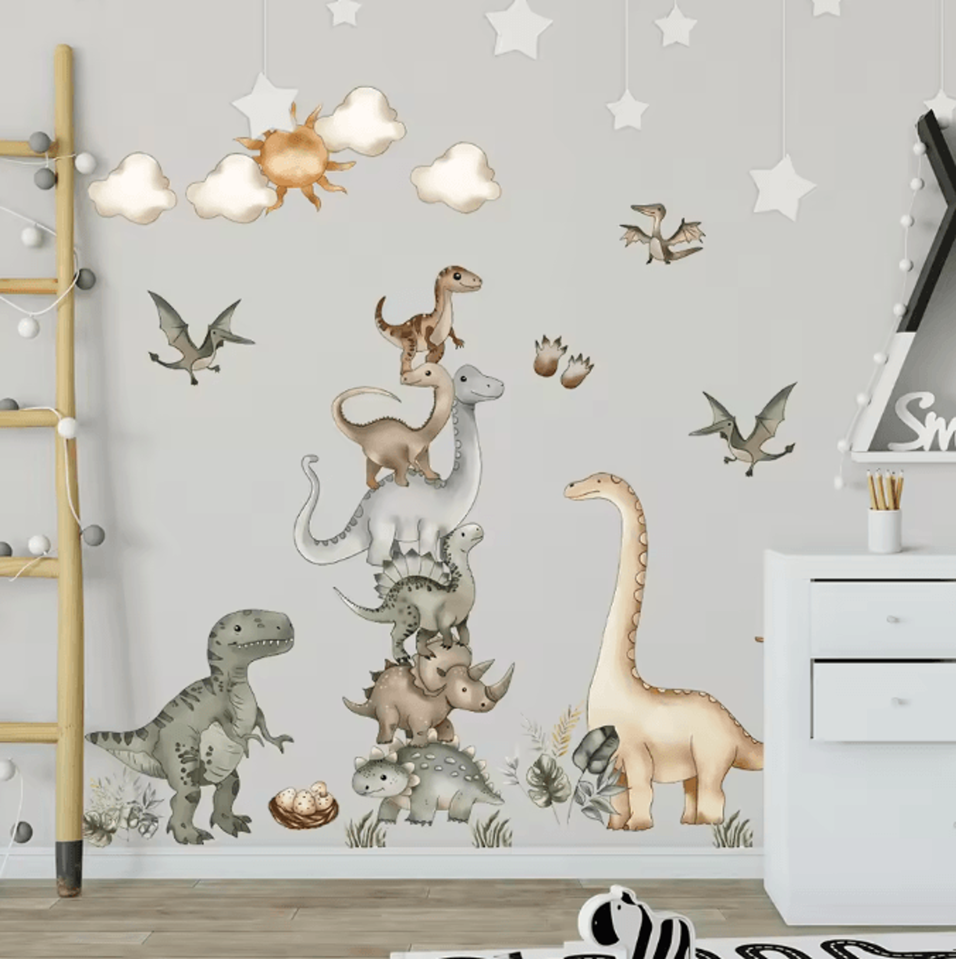 dinosaur park wall stickers for kids bedroom nursery and playroom decor