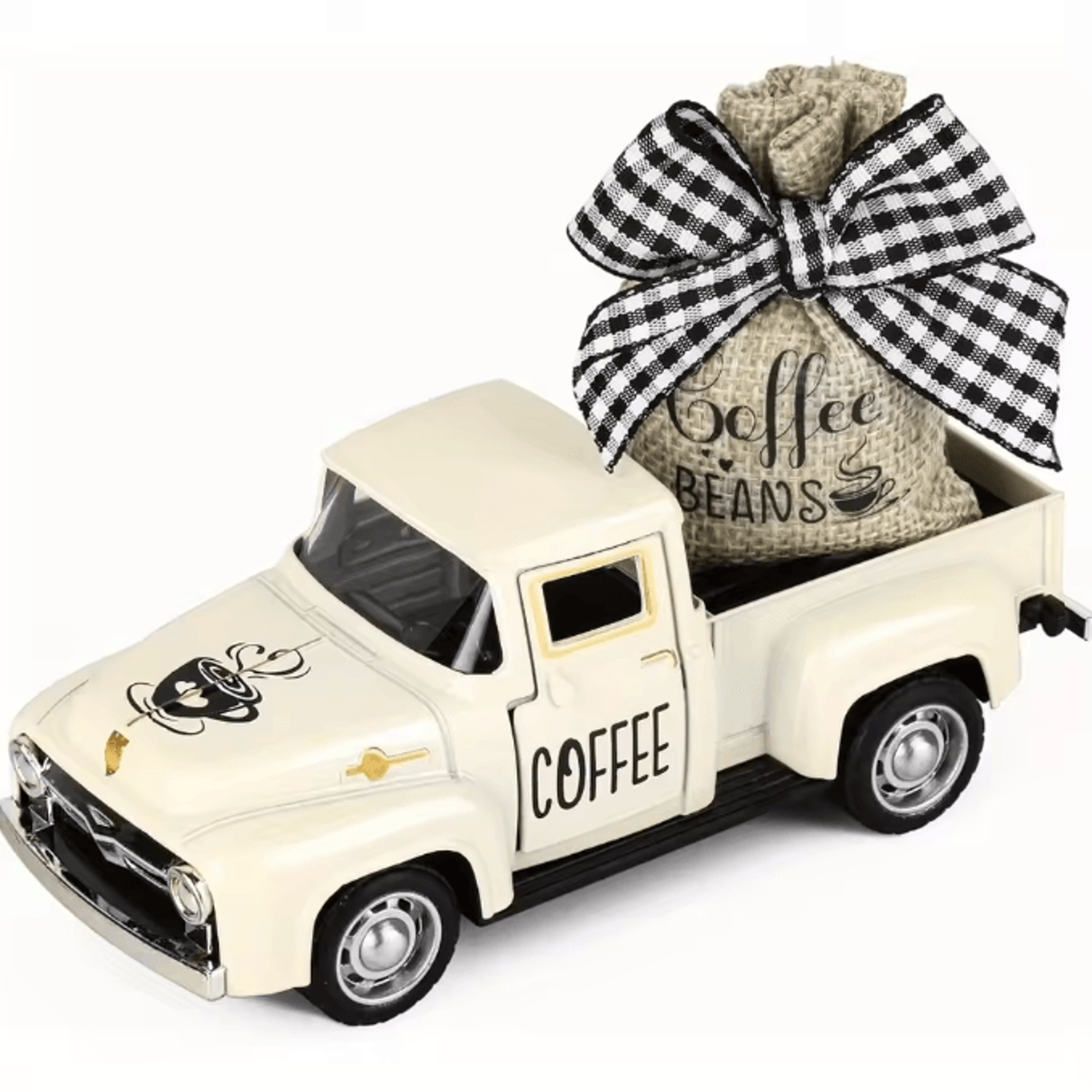 vintage alloy coffee truck ornament for coffee bar and farmhouse desktop decor