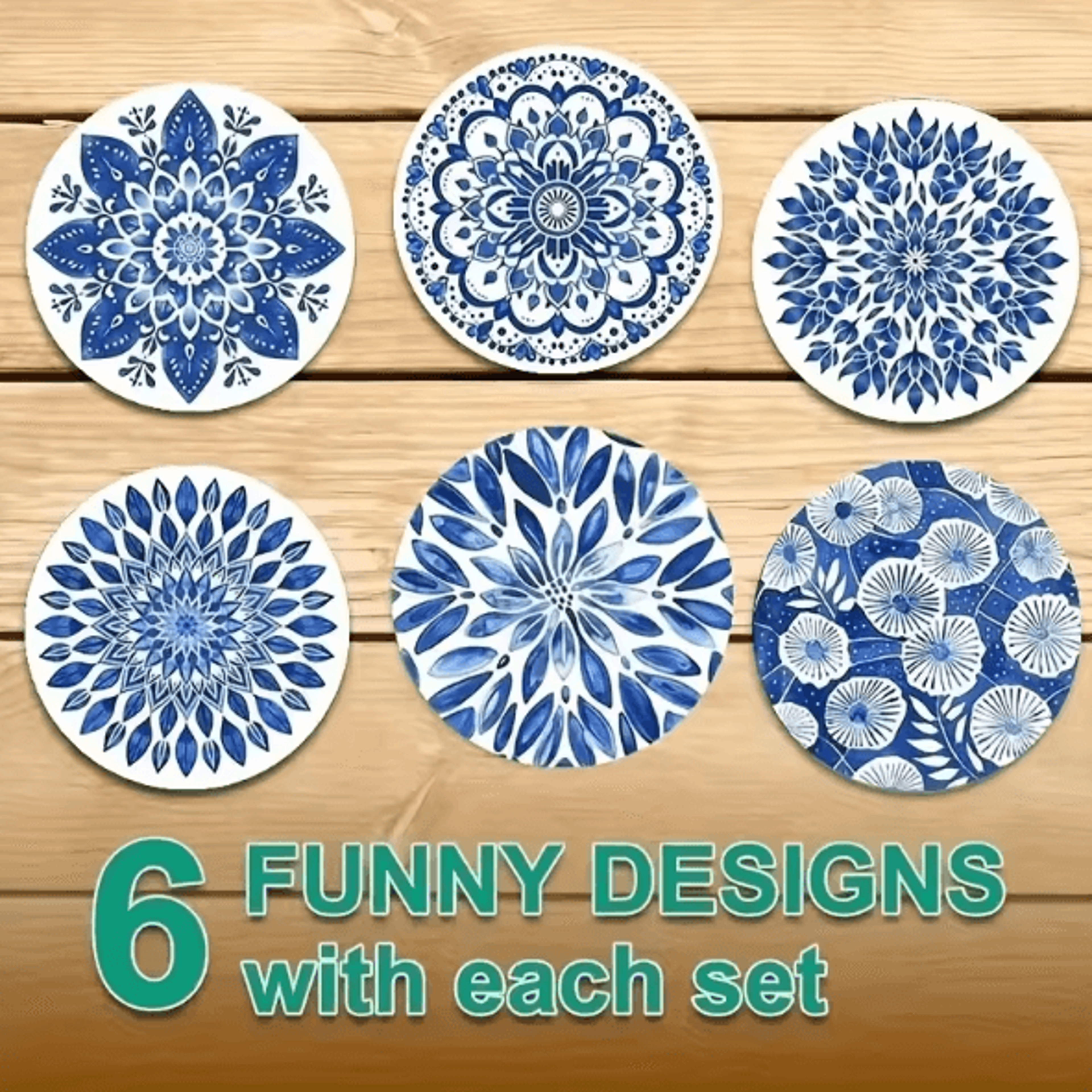 celadon style wooden coaster set for coffee cups home and office decor