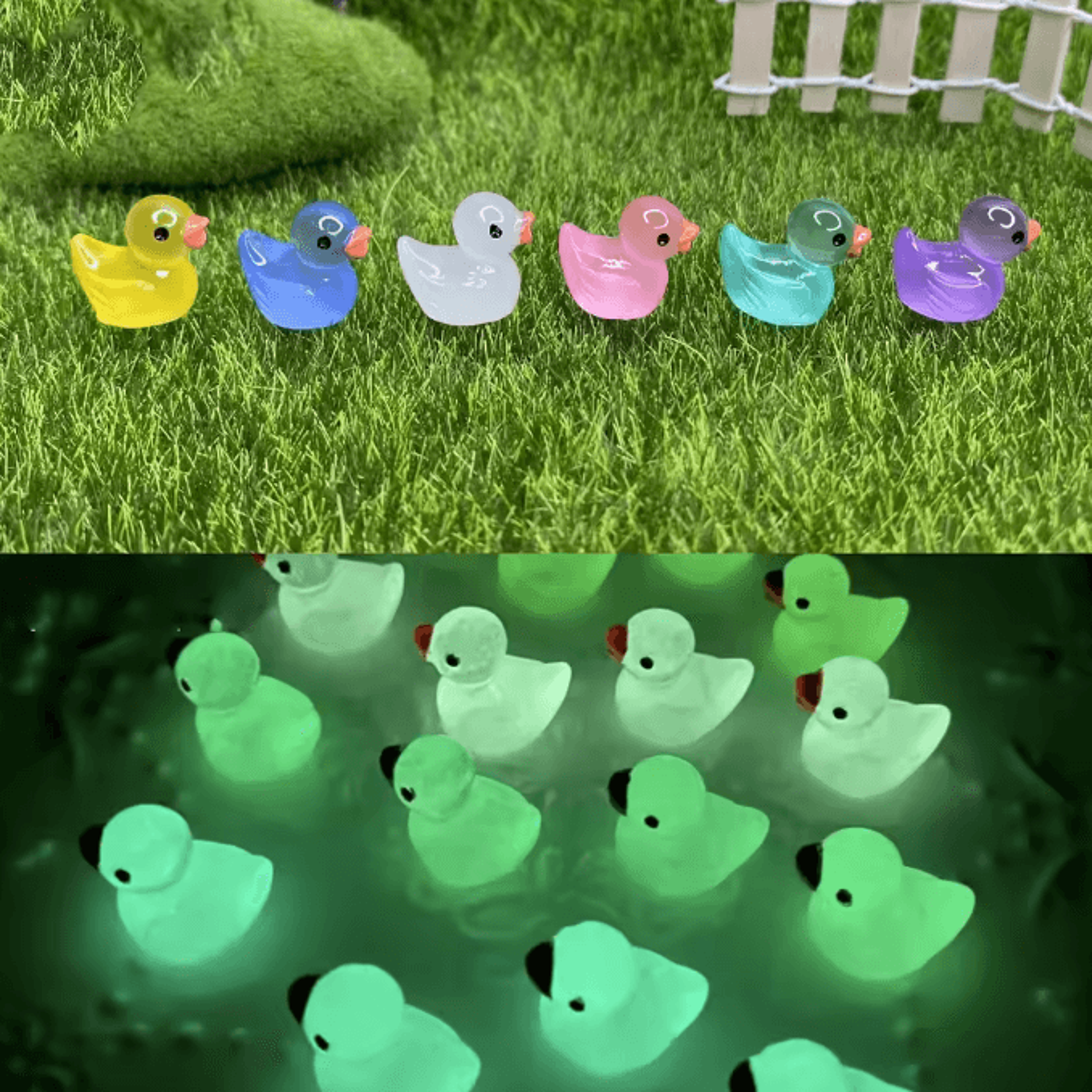 glowing mini resin duck figurines for fairy garden and diy landscape decor
