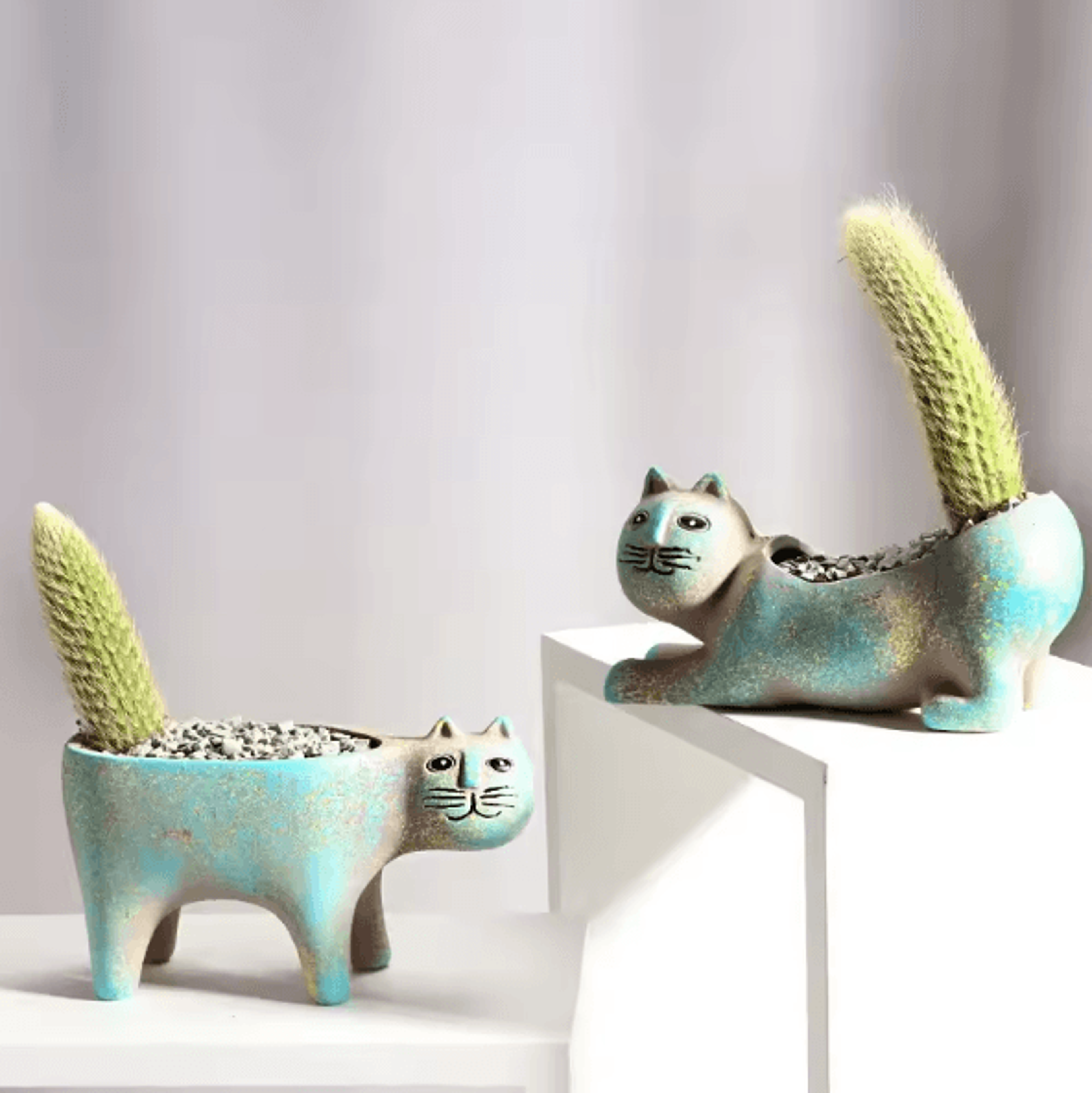 cute ceramic cat succulent planter vase for indoor plants and home decor
