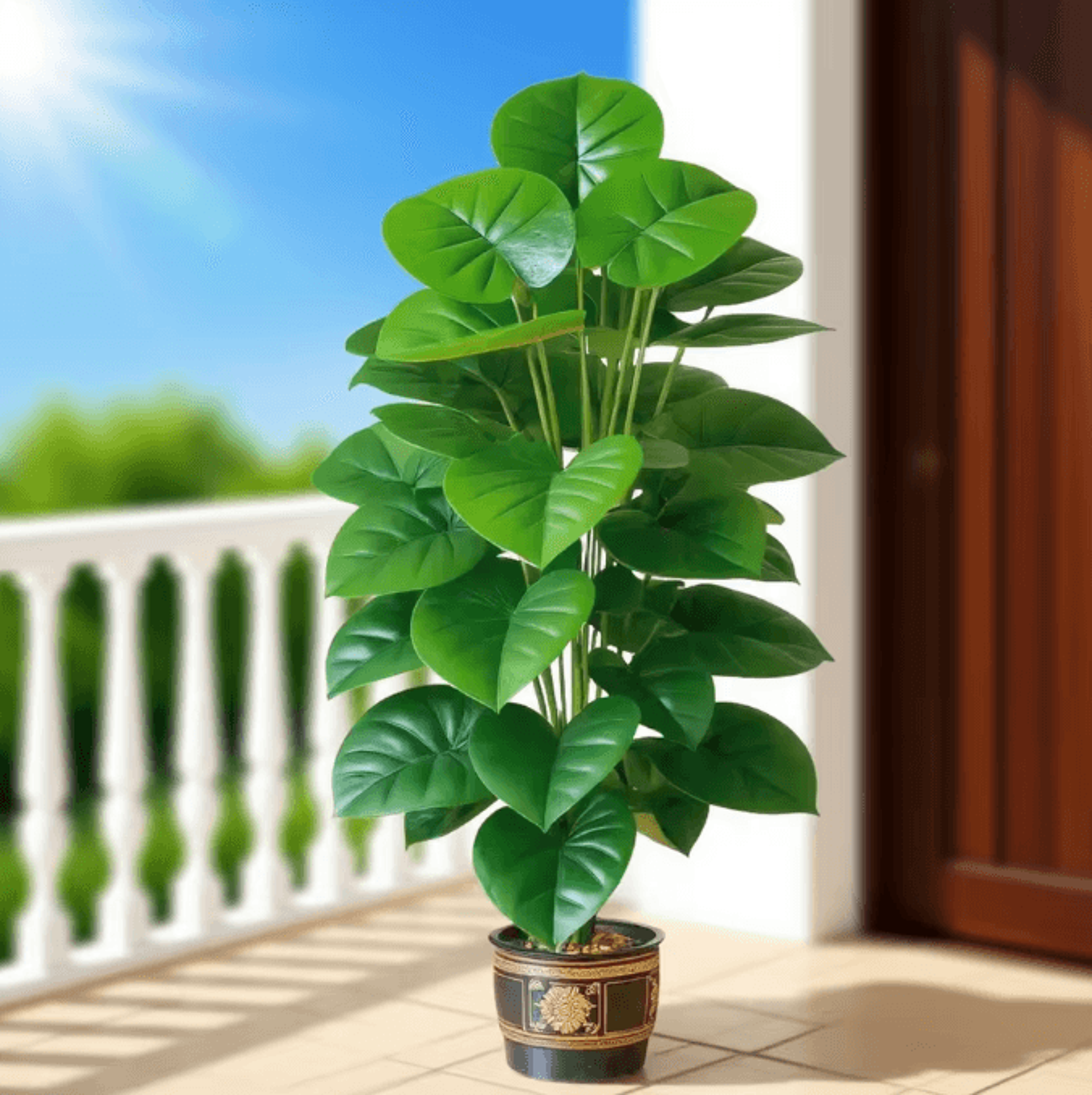 large artificial pothos plant with 24 leaves for indoor and outdoor home decor