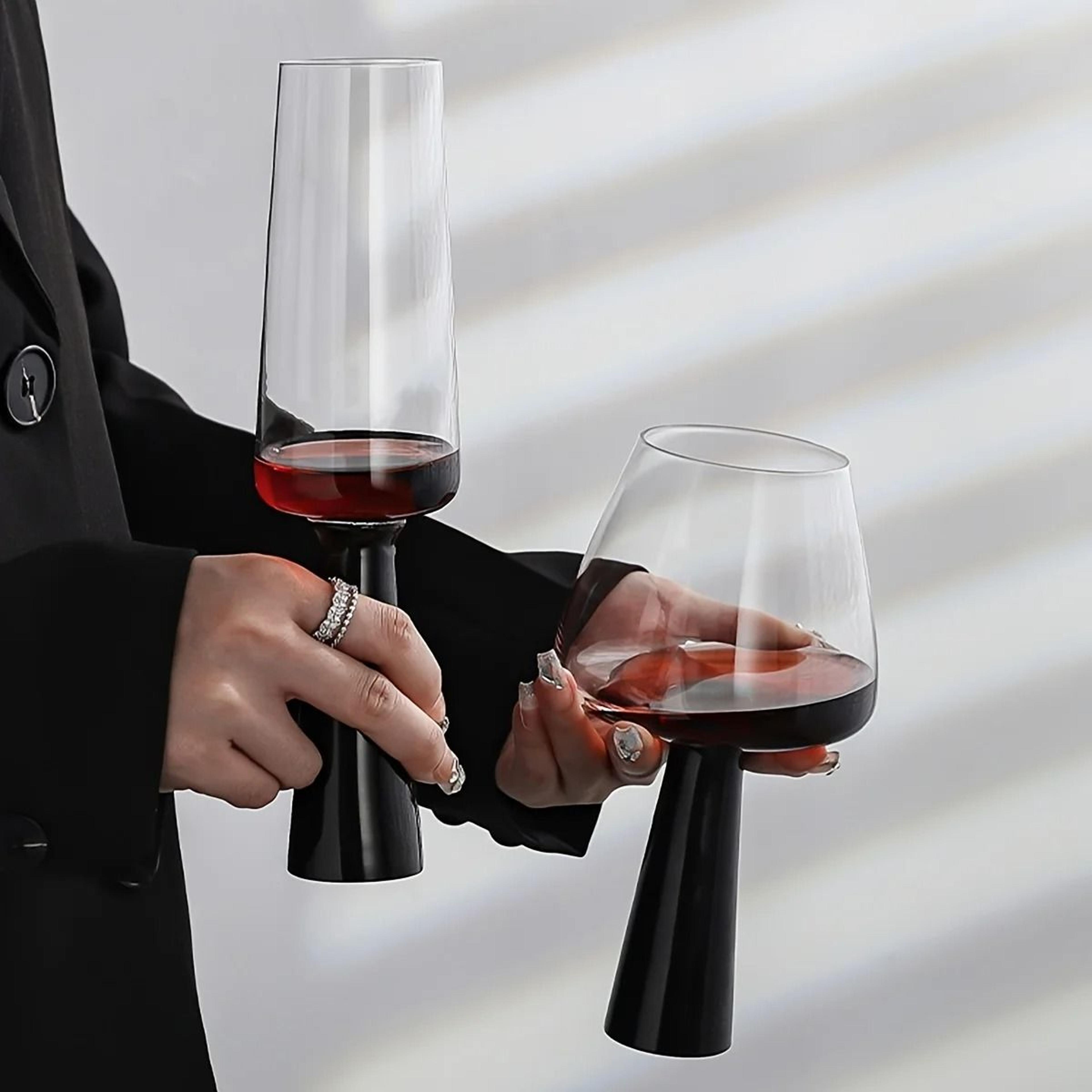 retro black pillar handmade cocktail glass