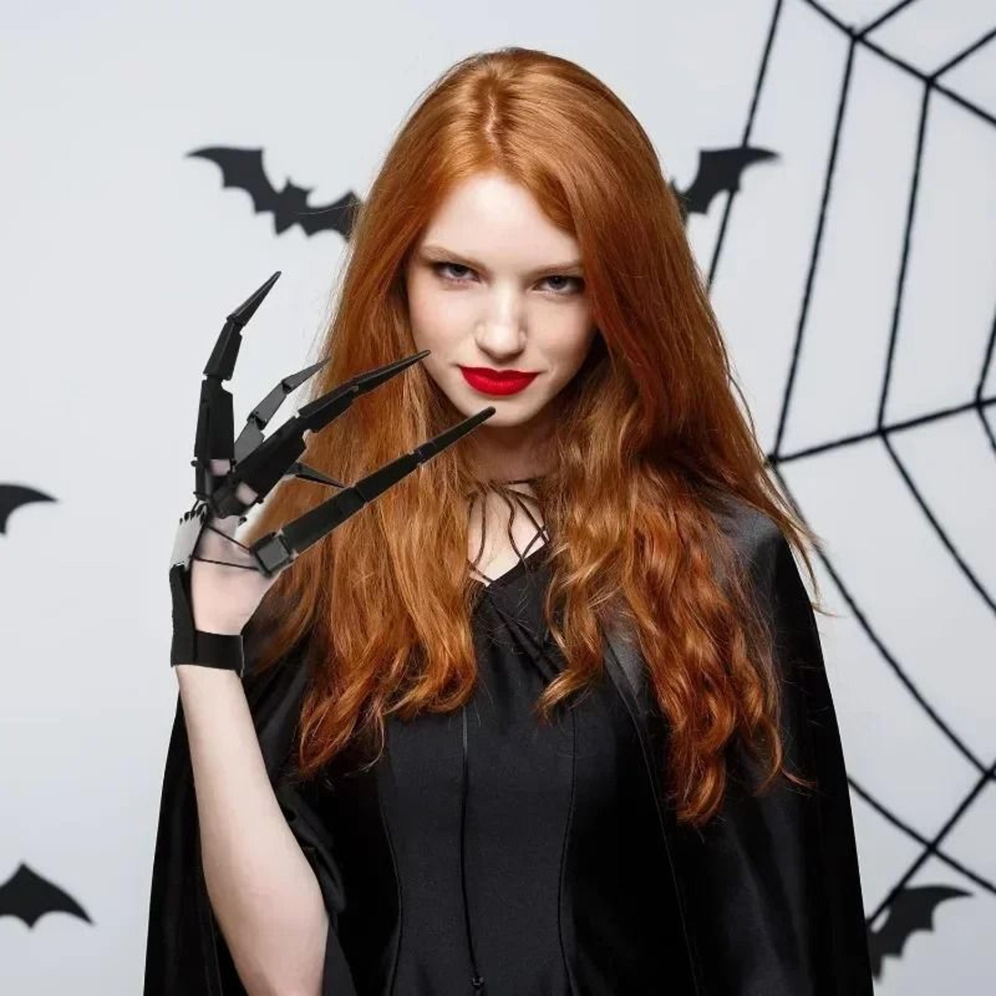 articulated skeleton finger costume gloves