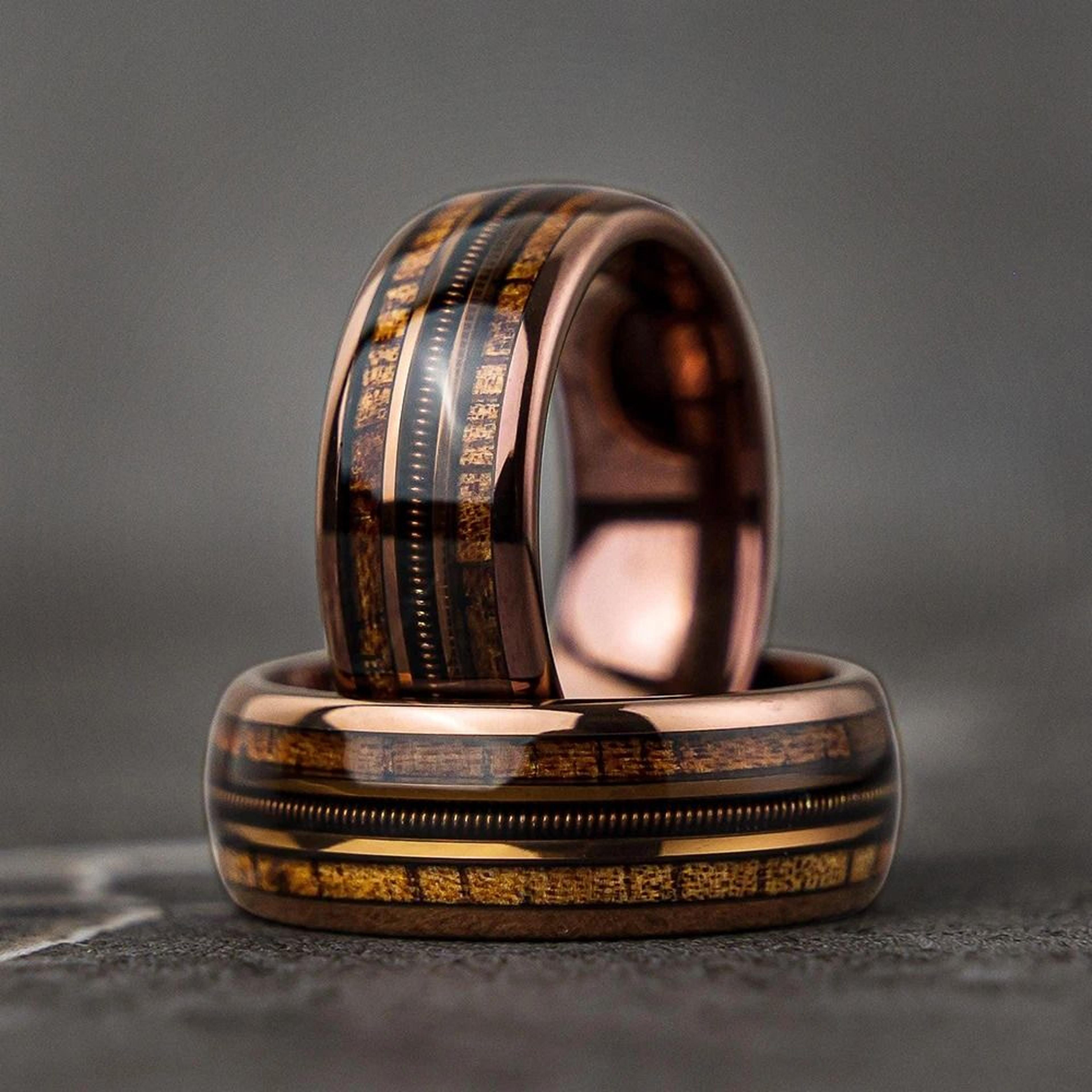why choose our whiskey barrel wood guitar string wedding band