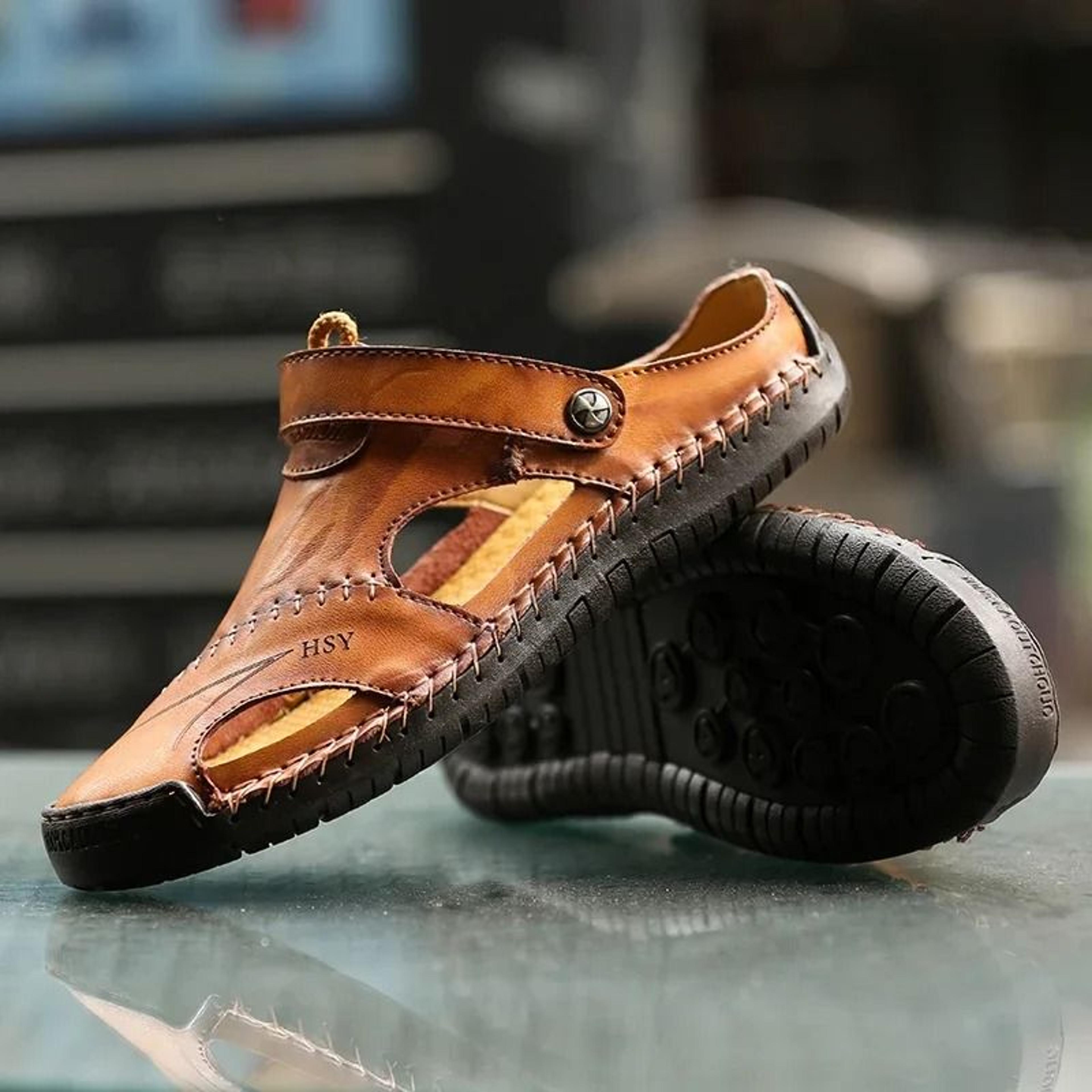 men's genuine leather outdoor sandals