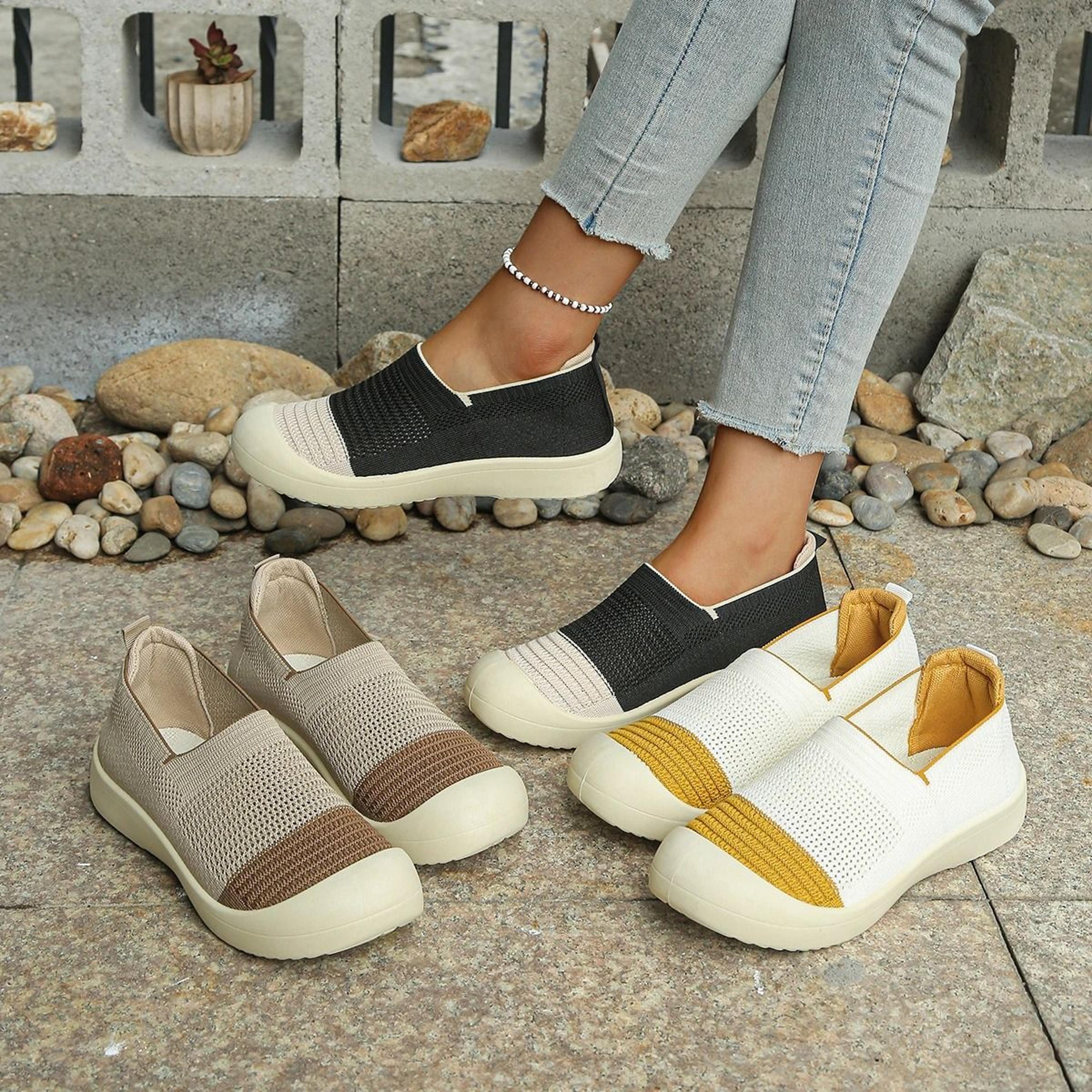 women's retro dual tone slip on comfort shoes