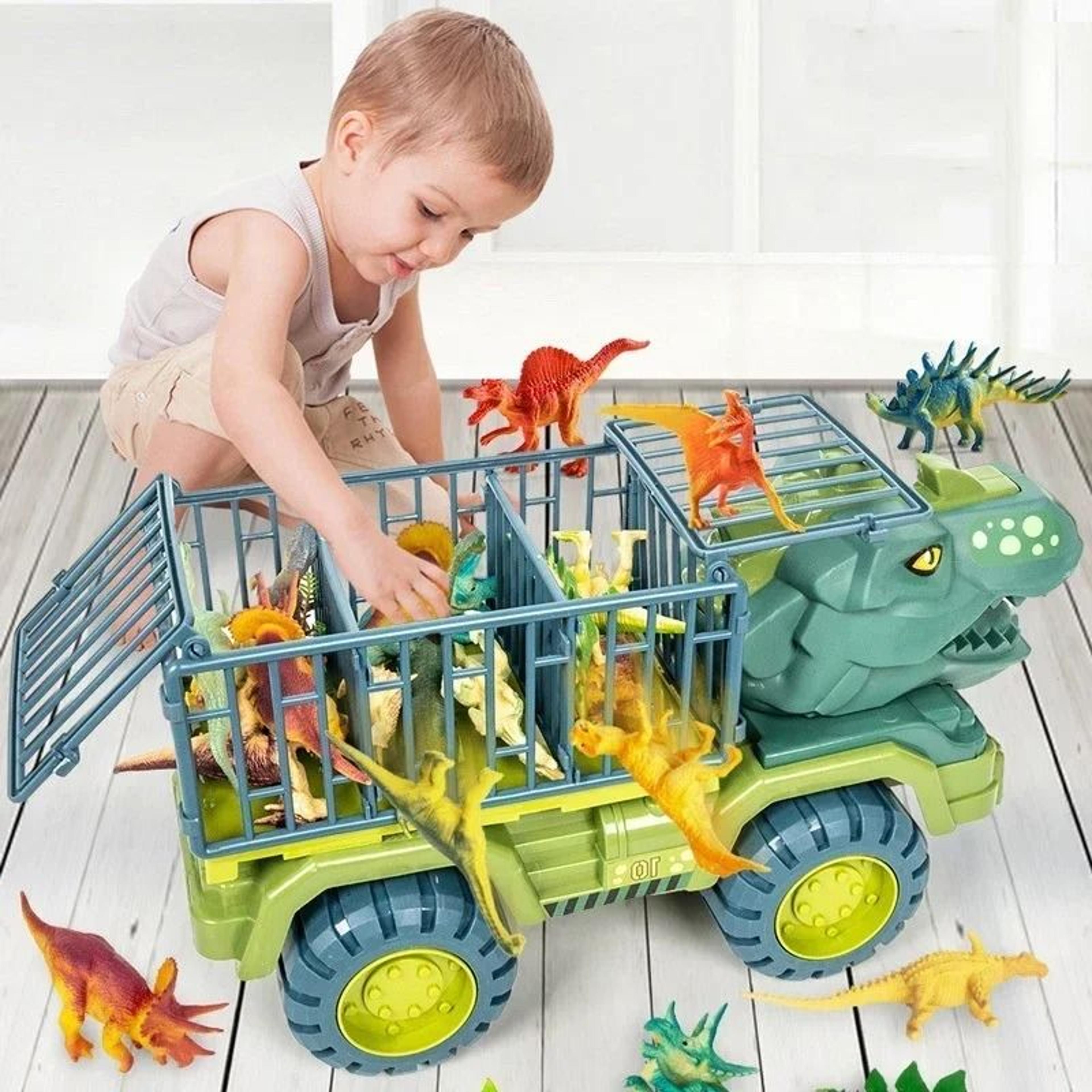 dinosaur transport truck playset