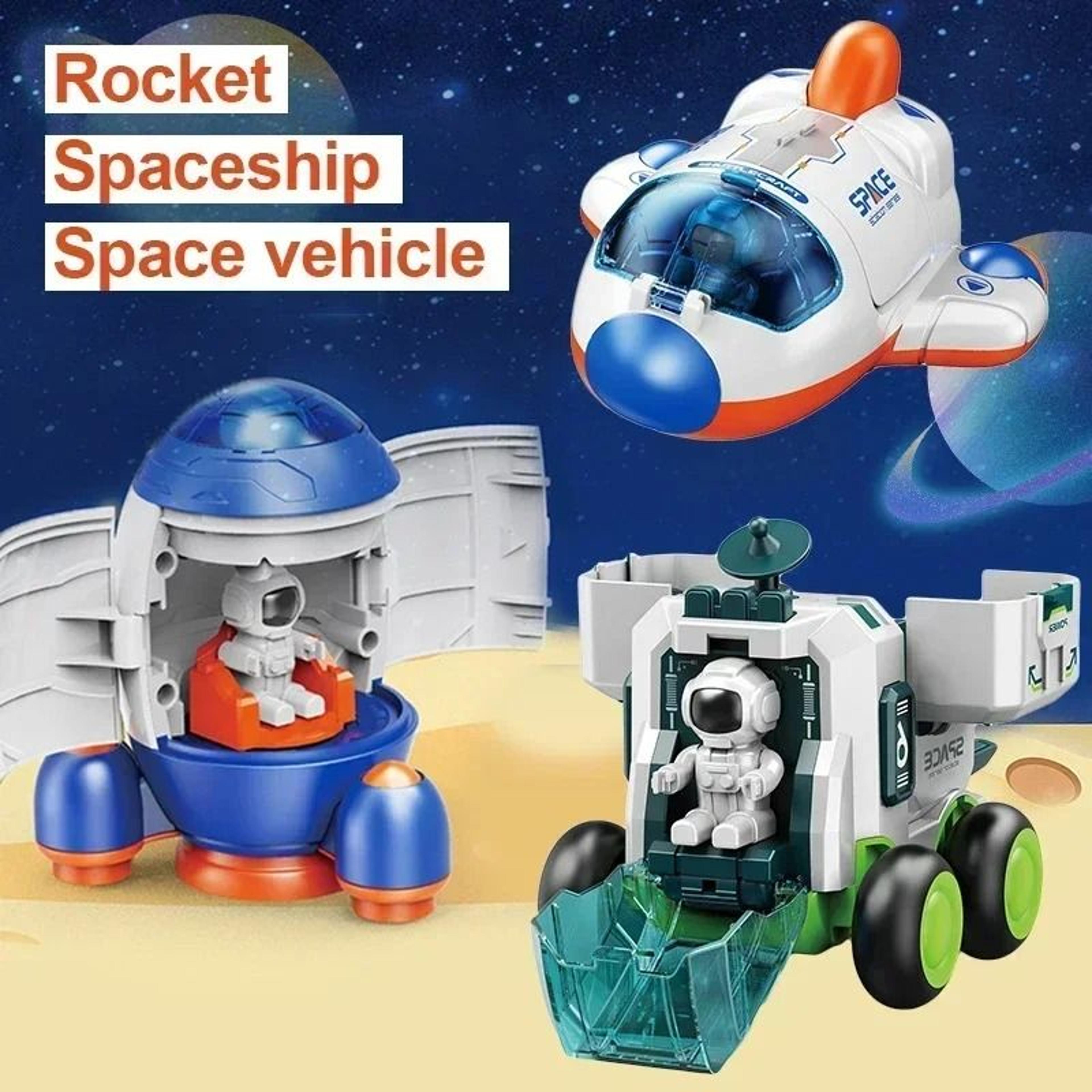 kids space rocket toy set – astronaut figures & detachable spaceship cars