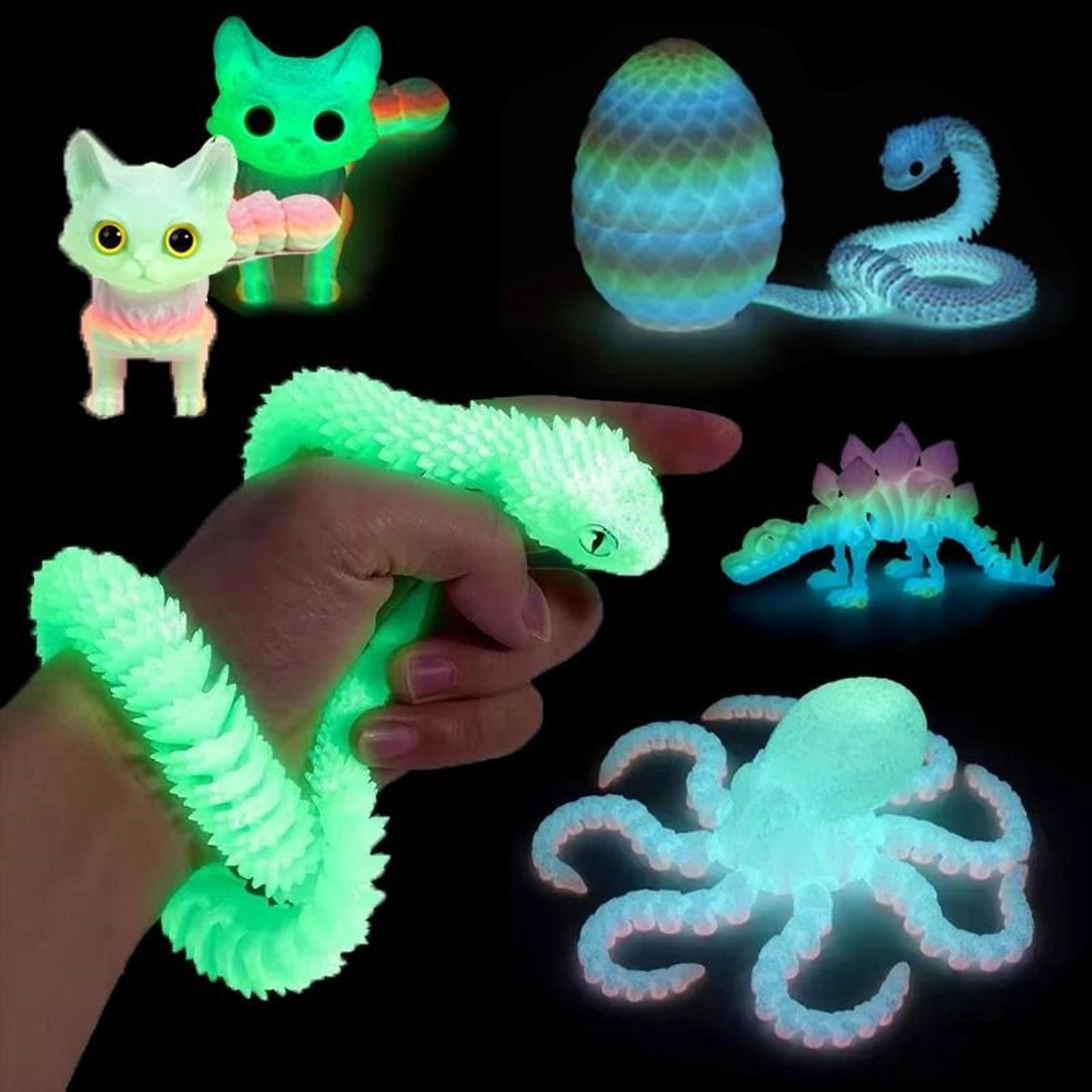 glow in the dark articulated snake toy 3d printed movable figure