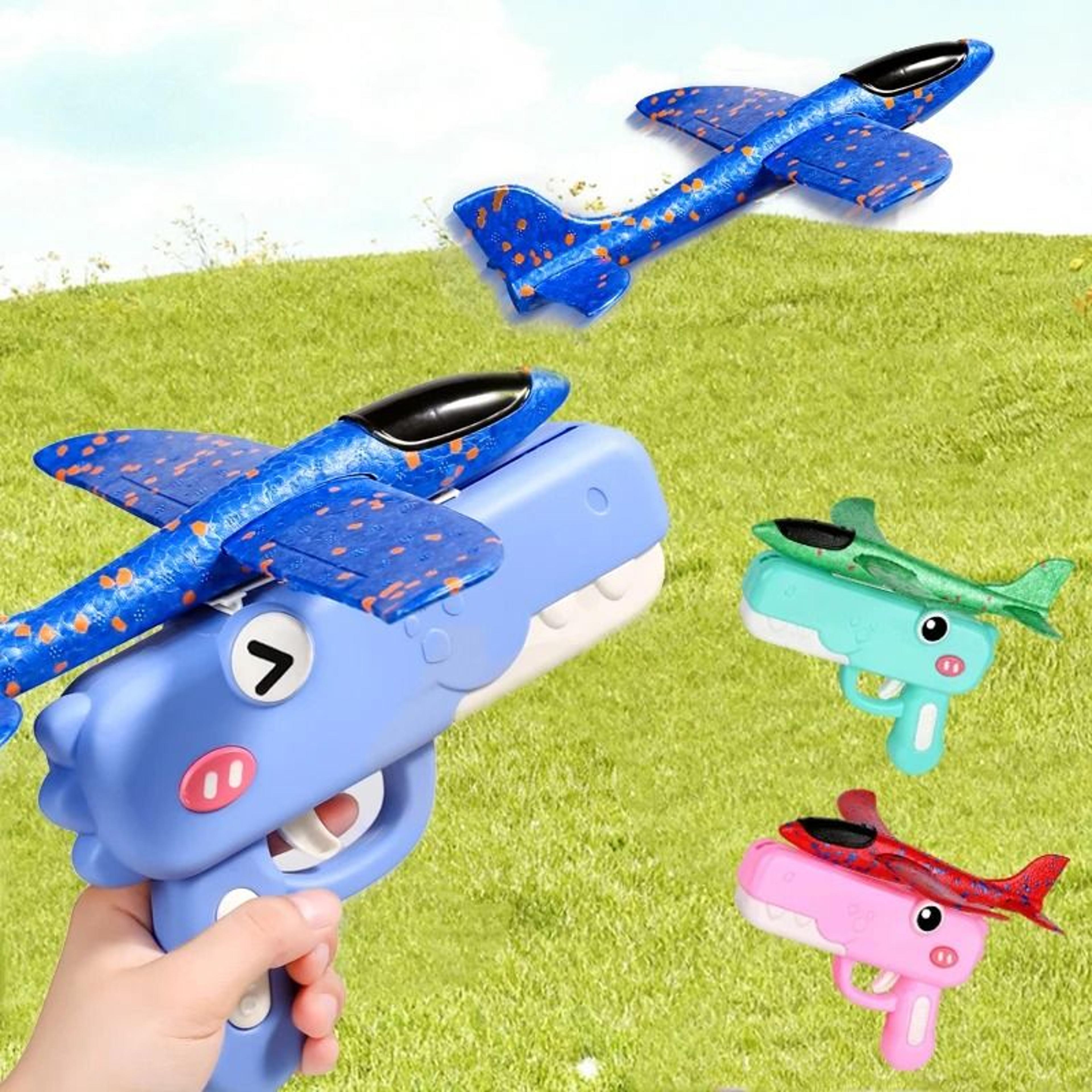 dinosaur foam airplane launcher toy foam glider flying plane set