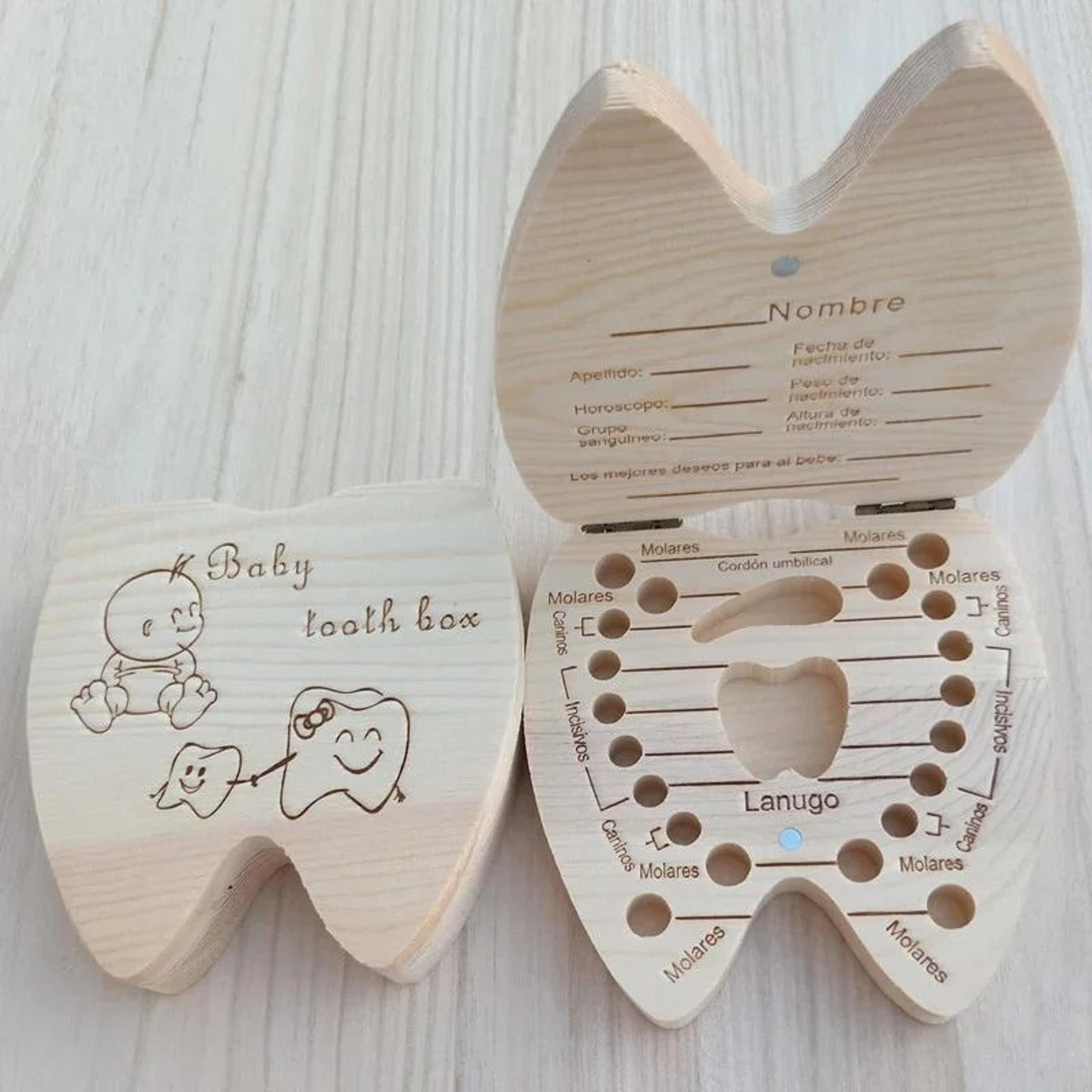wooden baby tooth keepsake box milk teeth storage organizer