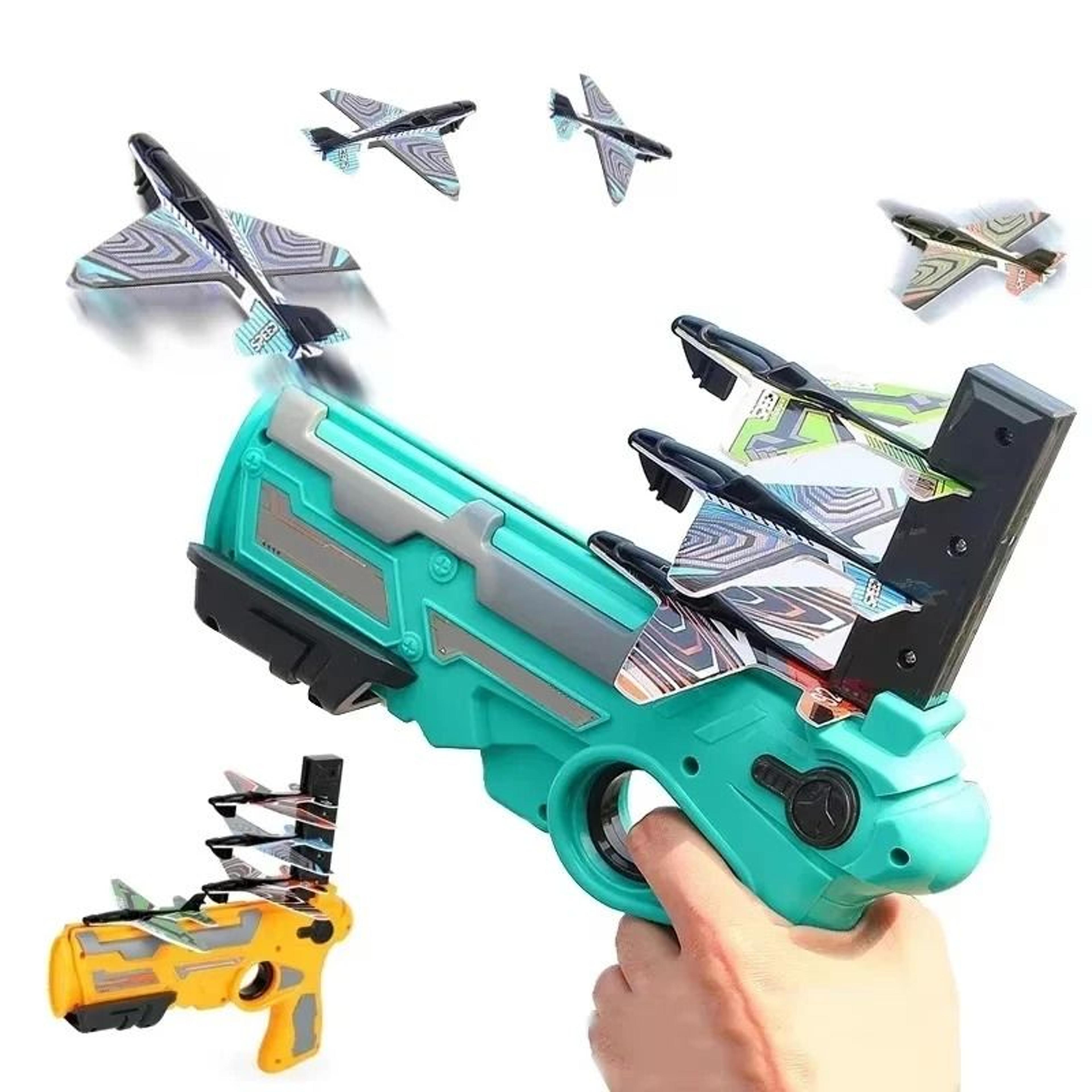 foam airplane launcher toy set with 4 glider planes