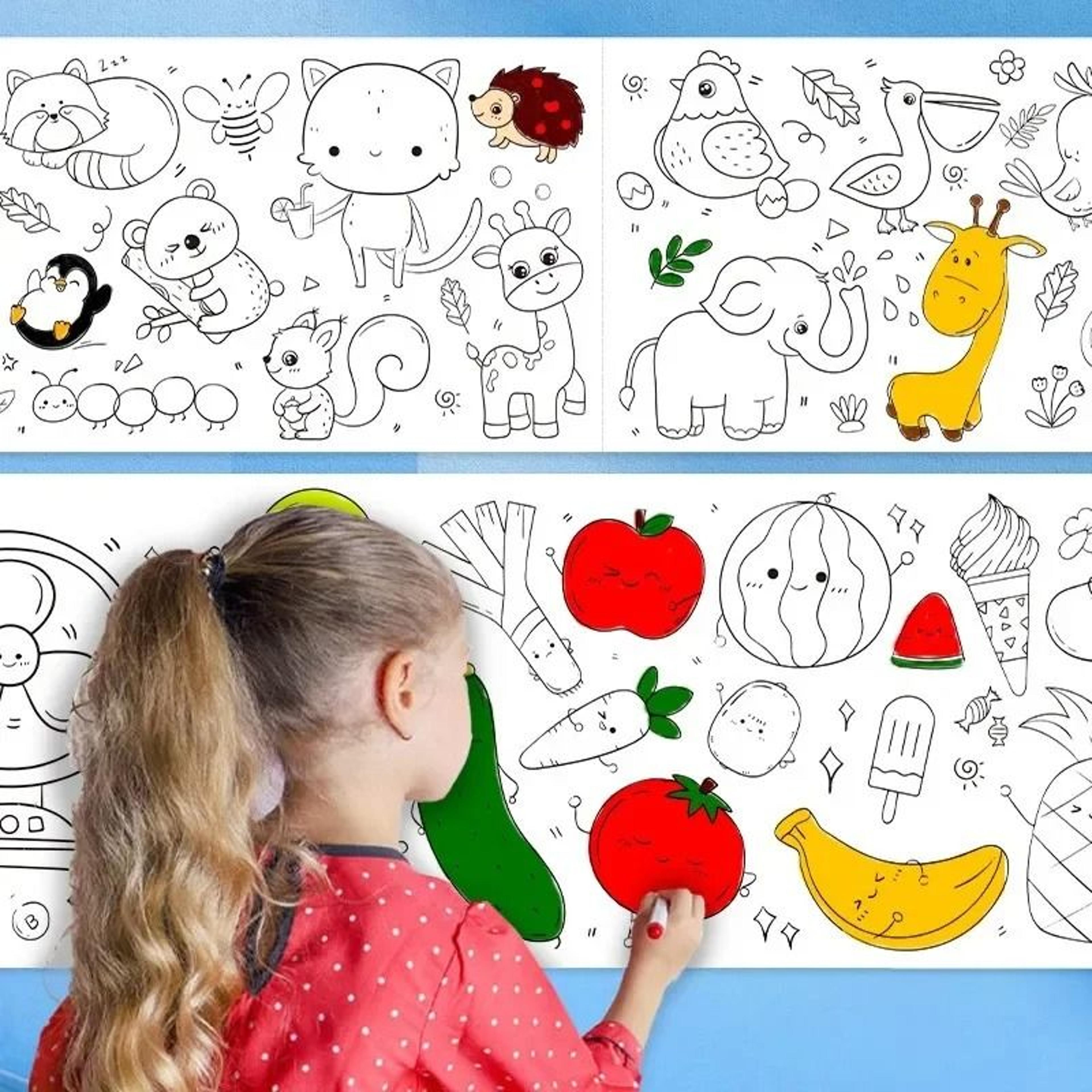 kids coloring paper roll self adhesive drawing scroll for creative art