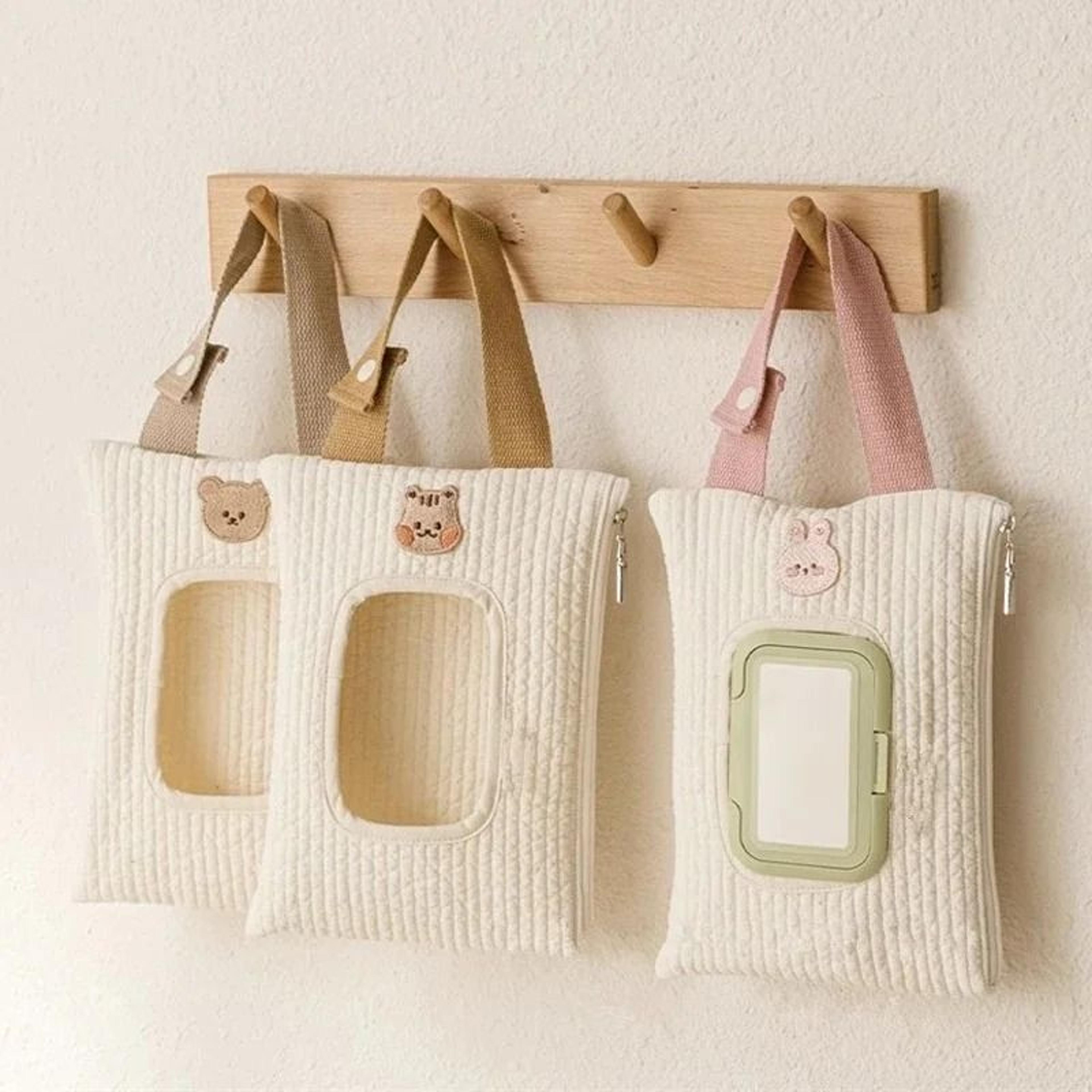bear tissue holder hanging storage bag for stroller car and travel