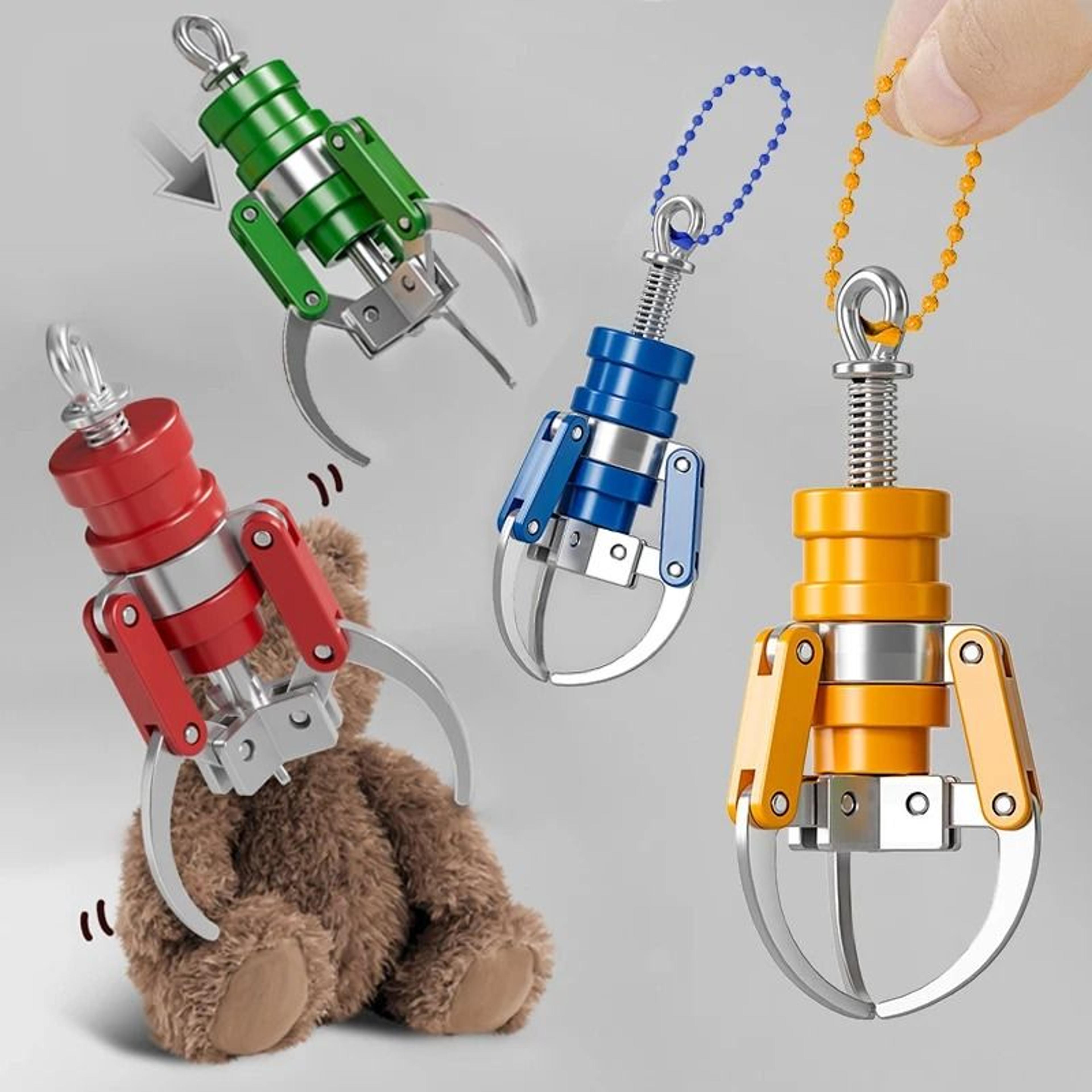 mini claw grabber keychain fidget toy mechanical gripper pendant