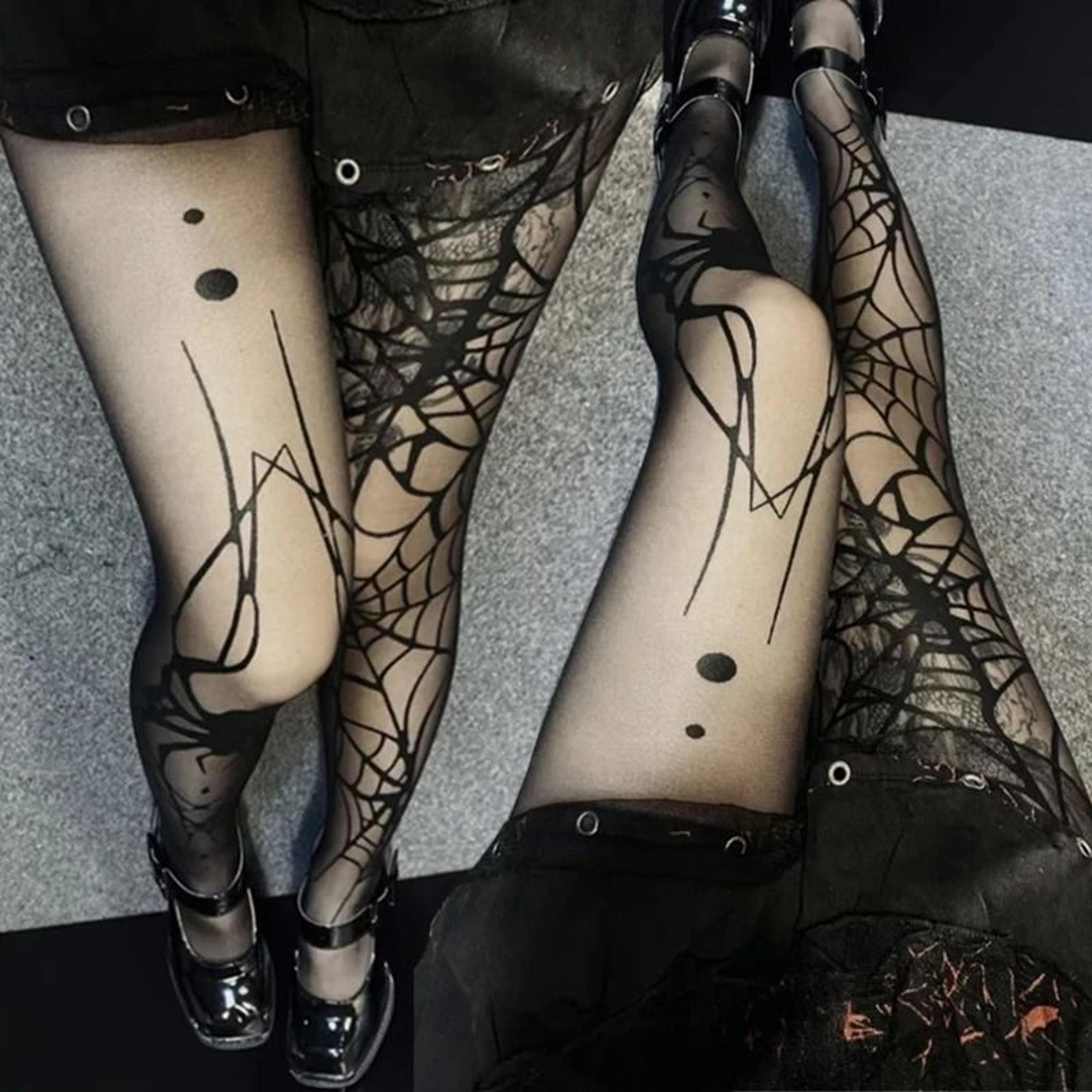 spider web fishnet tights gothic punk pantyhose for women