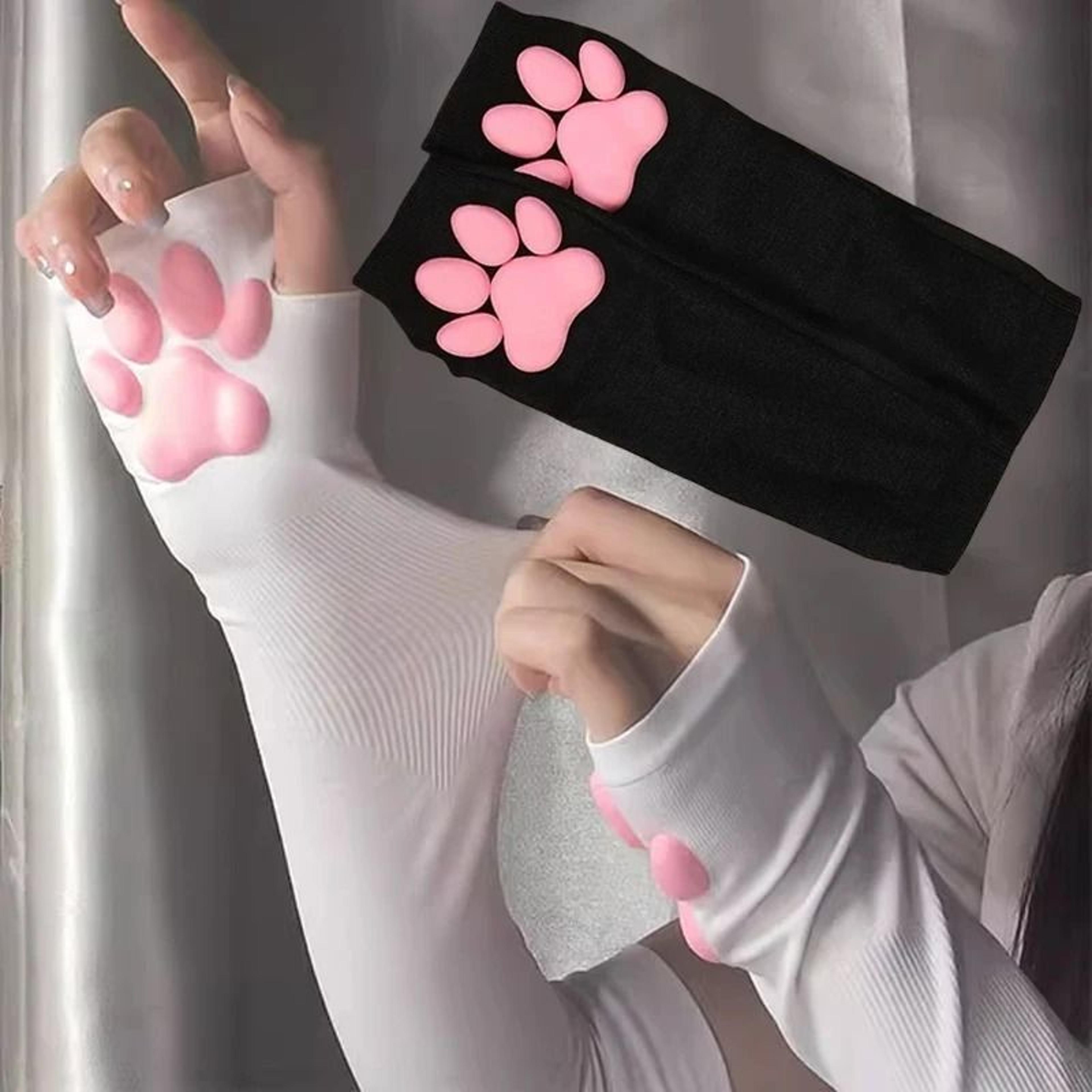 cat paw arm sleeves uv protection fingerless gloves for women