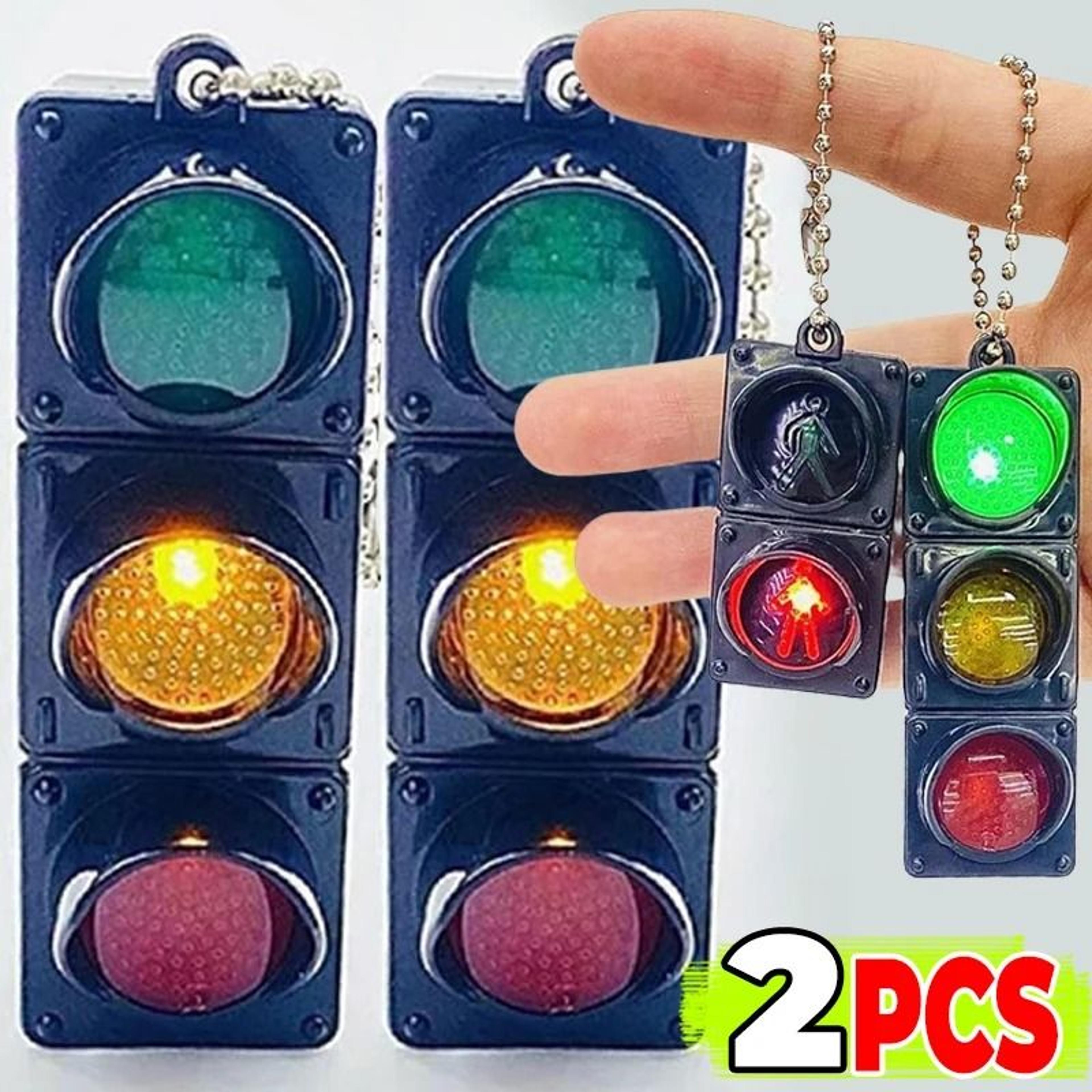 mini led traffic light keychain electronic pedestrian signal toy pendant
