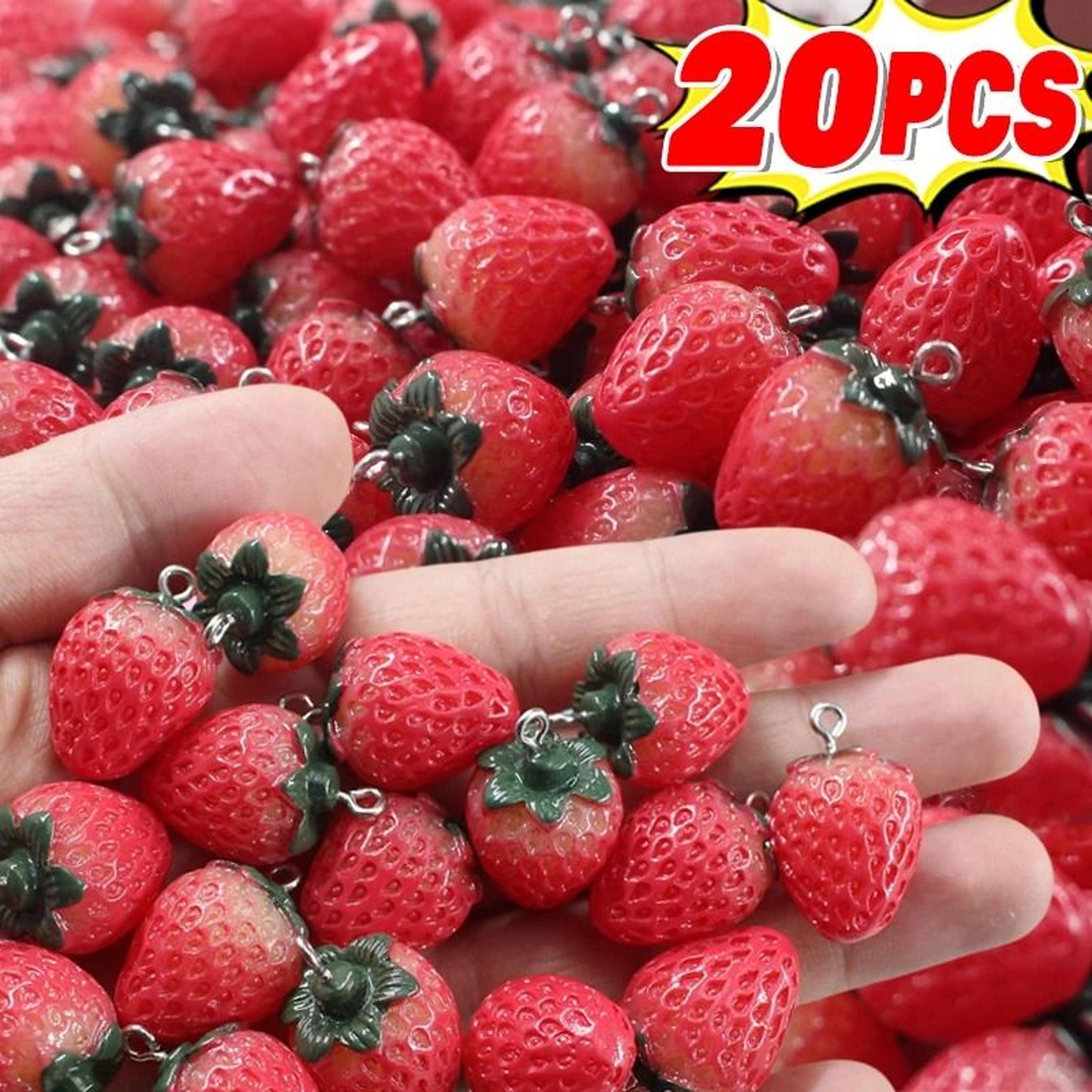 strawberry resin charms for diy jewelry making earrings bracelets and crafts