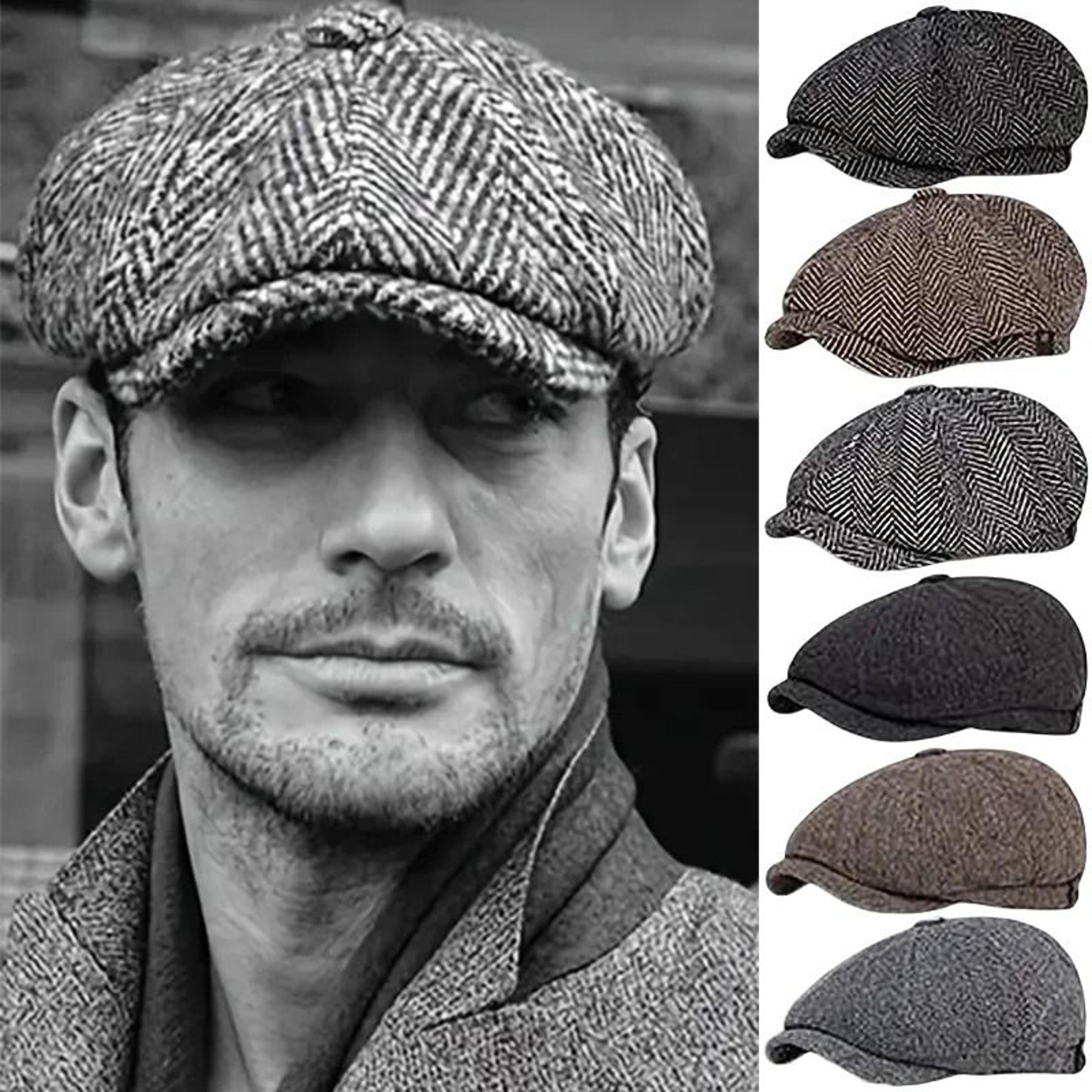 vintage wool blend beret cap classic herringbone newsboy flat cap for men & women