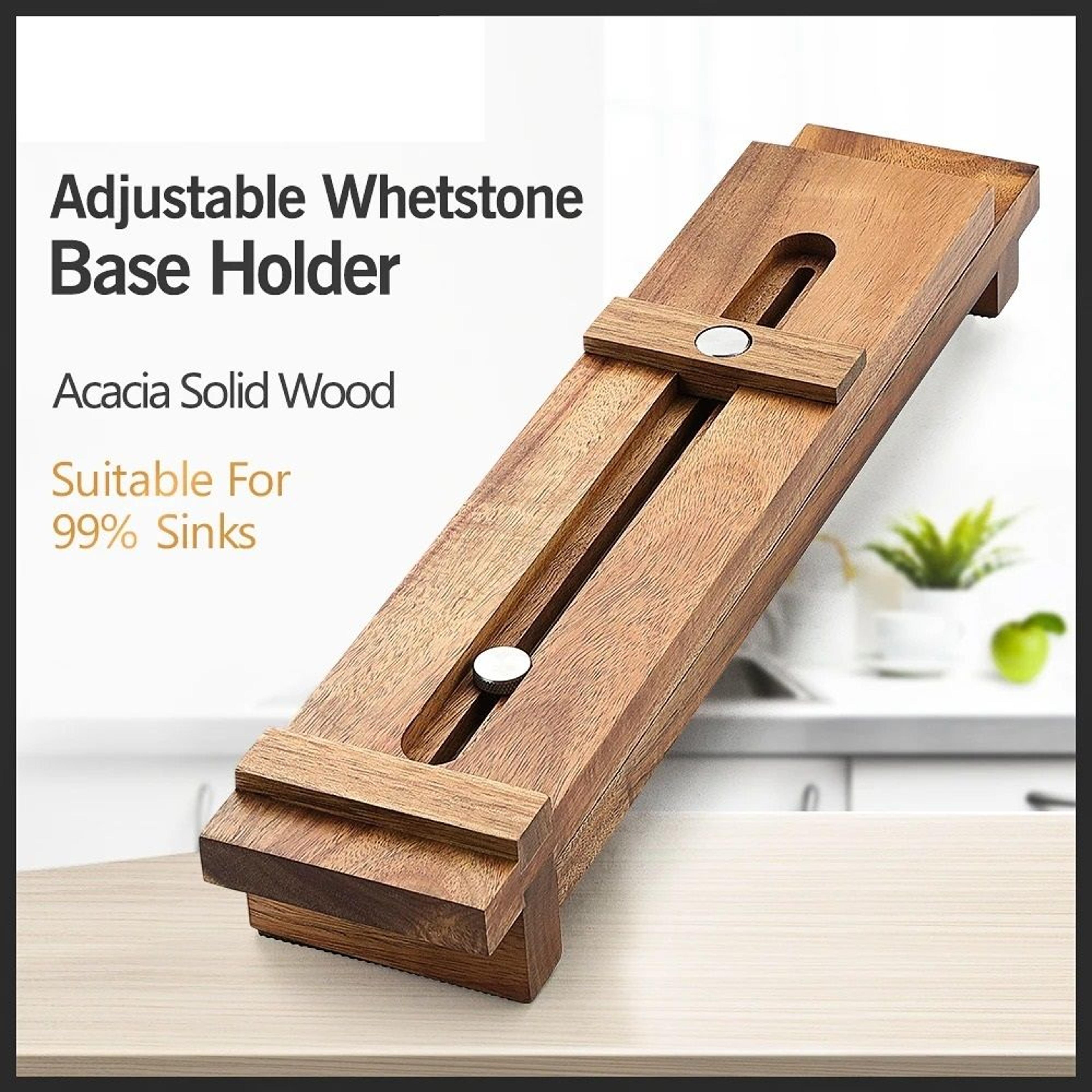 adjustable acacia wood whetstone holder for knife sharpening stones