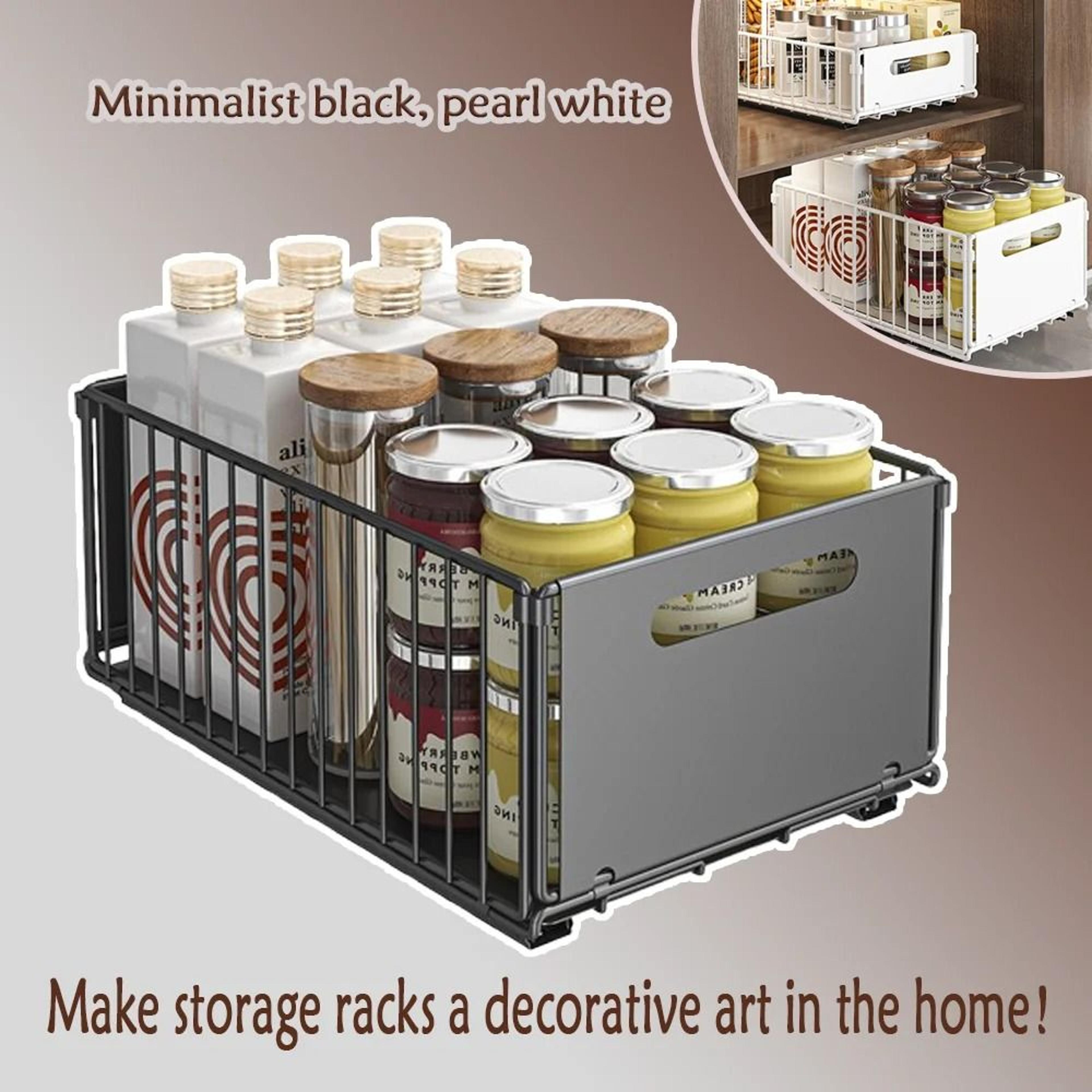 double layer sliding storage basket organizer pull out cabinet rack for bottles cleaning supplies and household storage