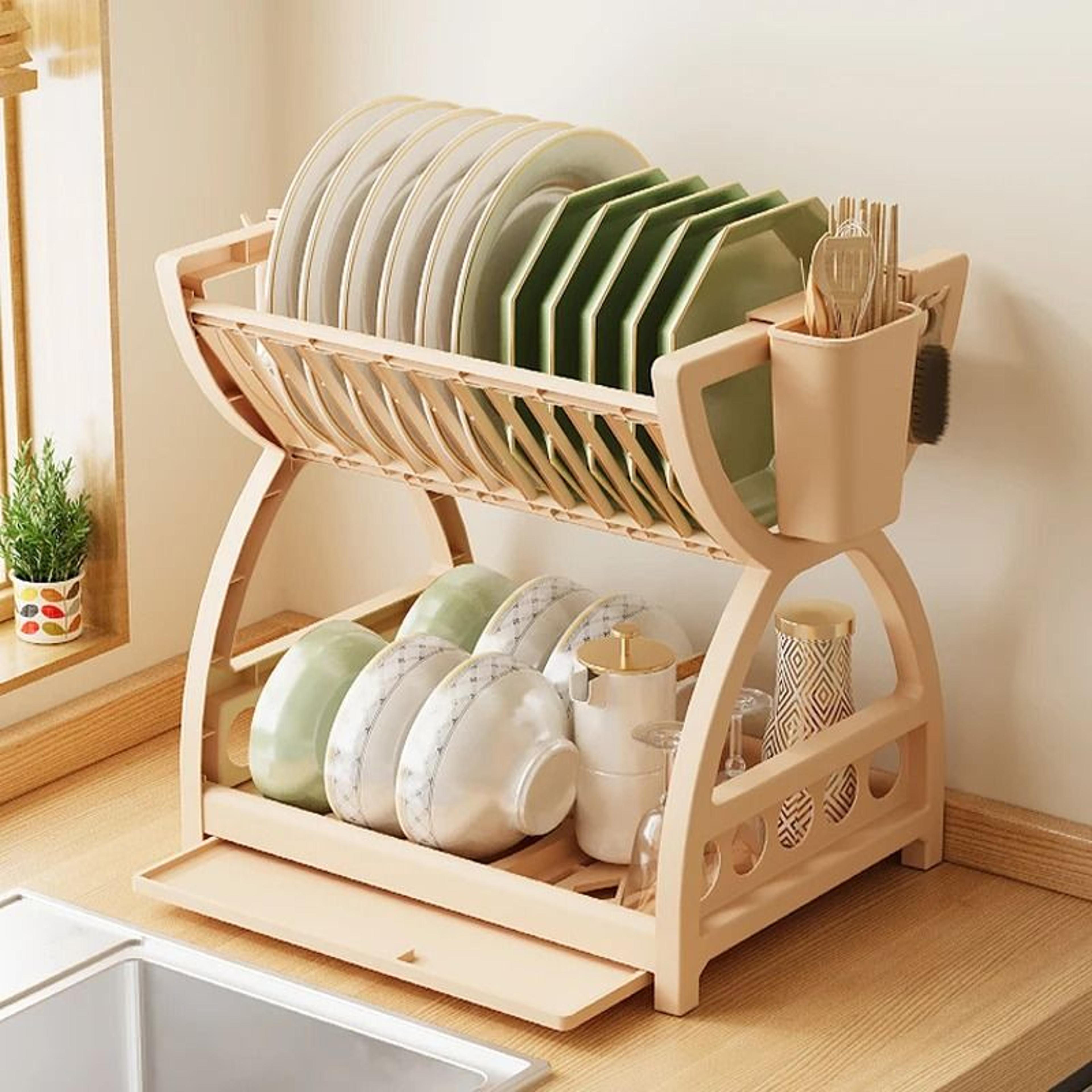 multi layer kitchen utensil storage rack with hooks countertop organizer for bowls chopsticks utensils and sink accessor