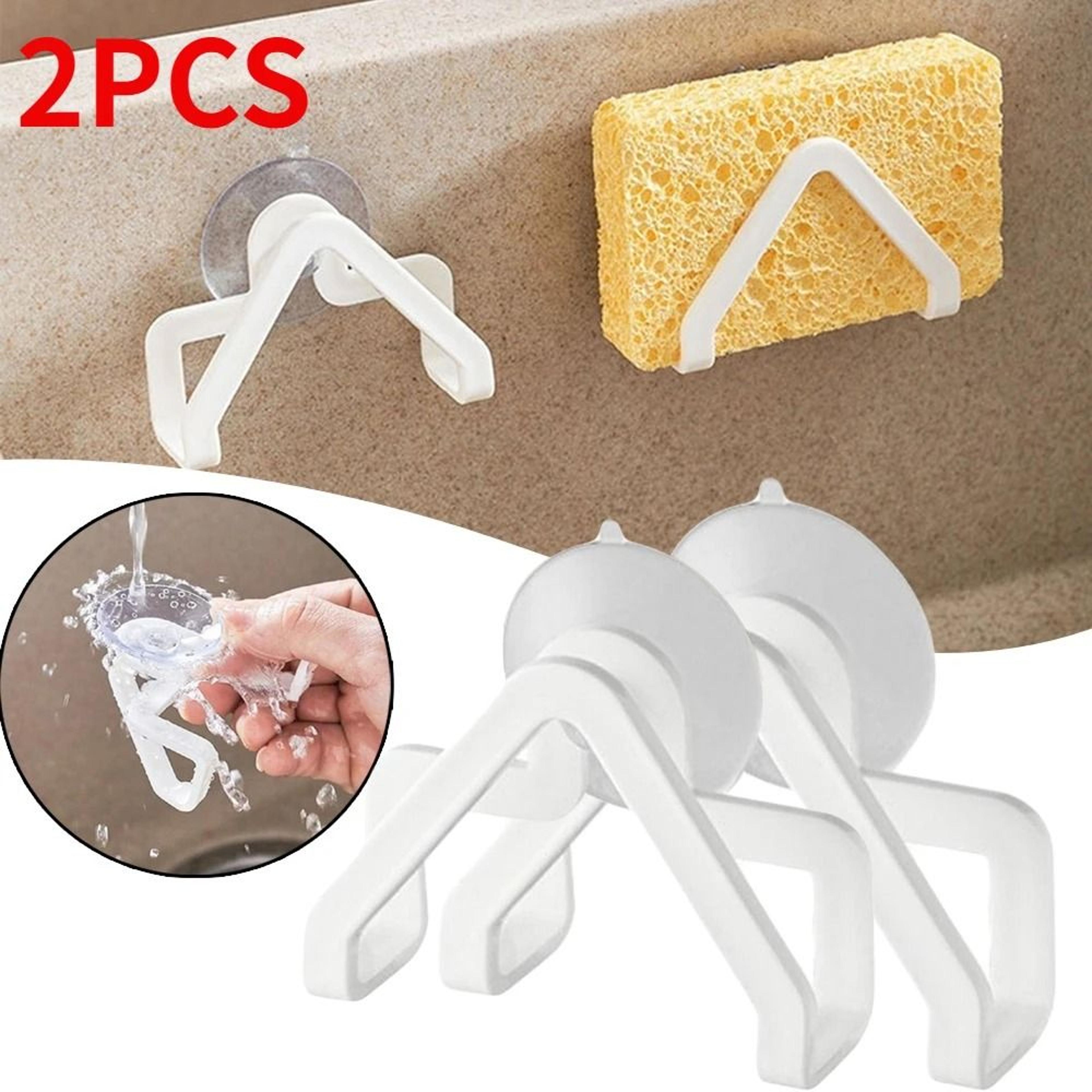 2 piece sponge holder set self draining sink rack organizer for kitchen bathroom sponge soap and scrubber storage