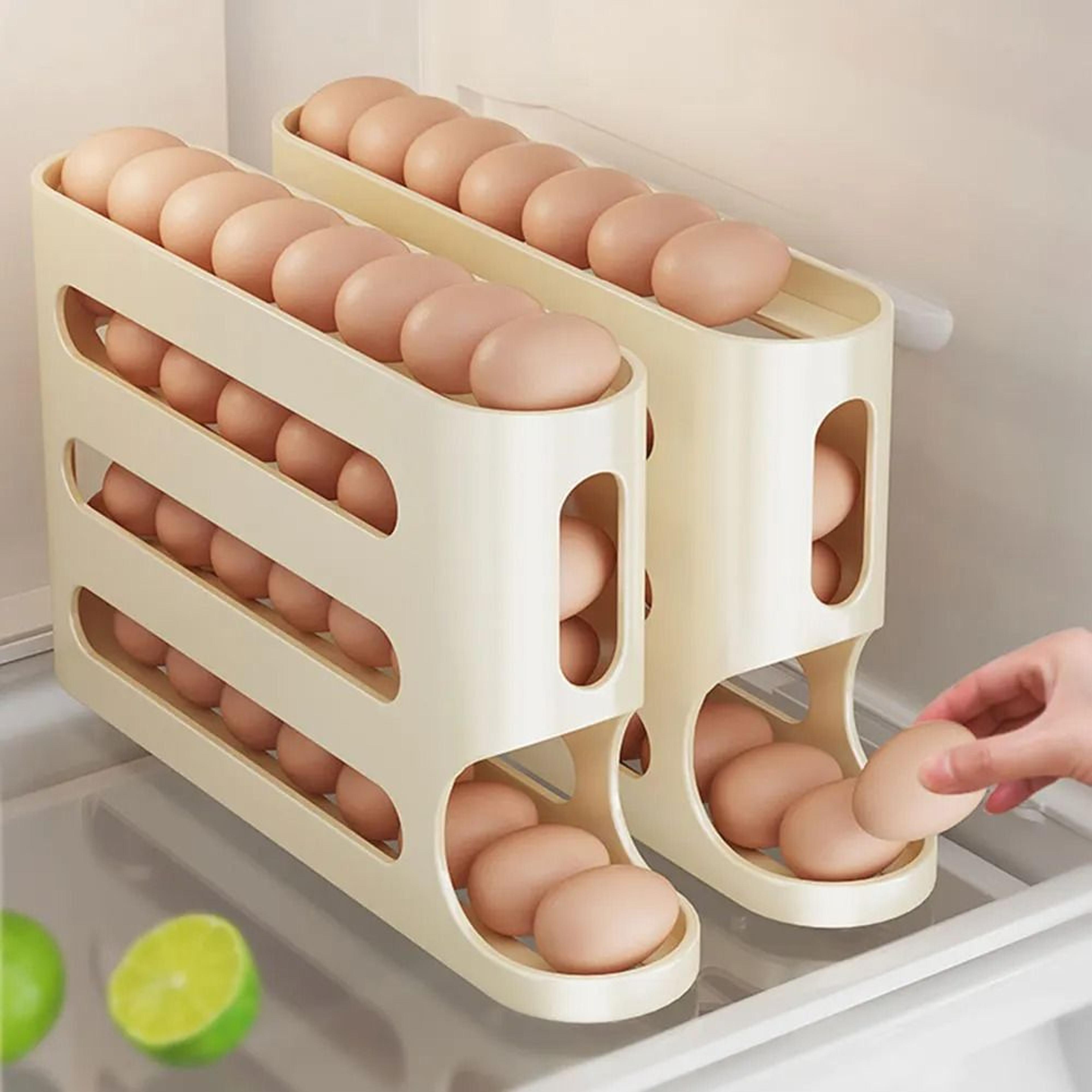 4-tier auto rolling egg organizer for refrigerator